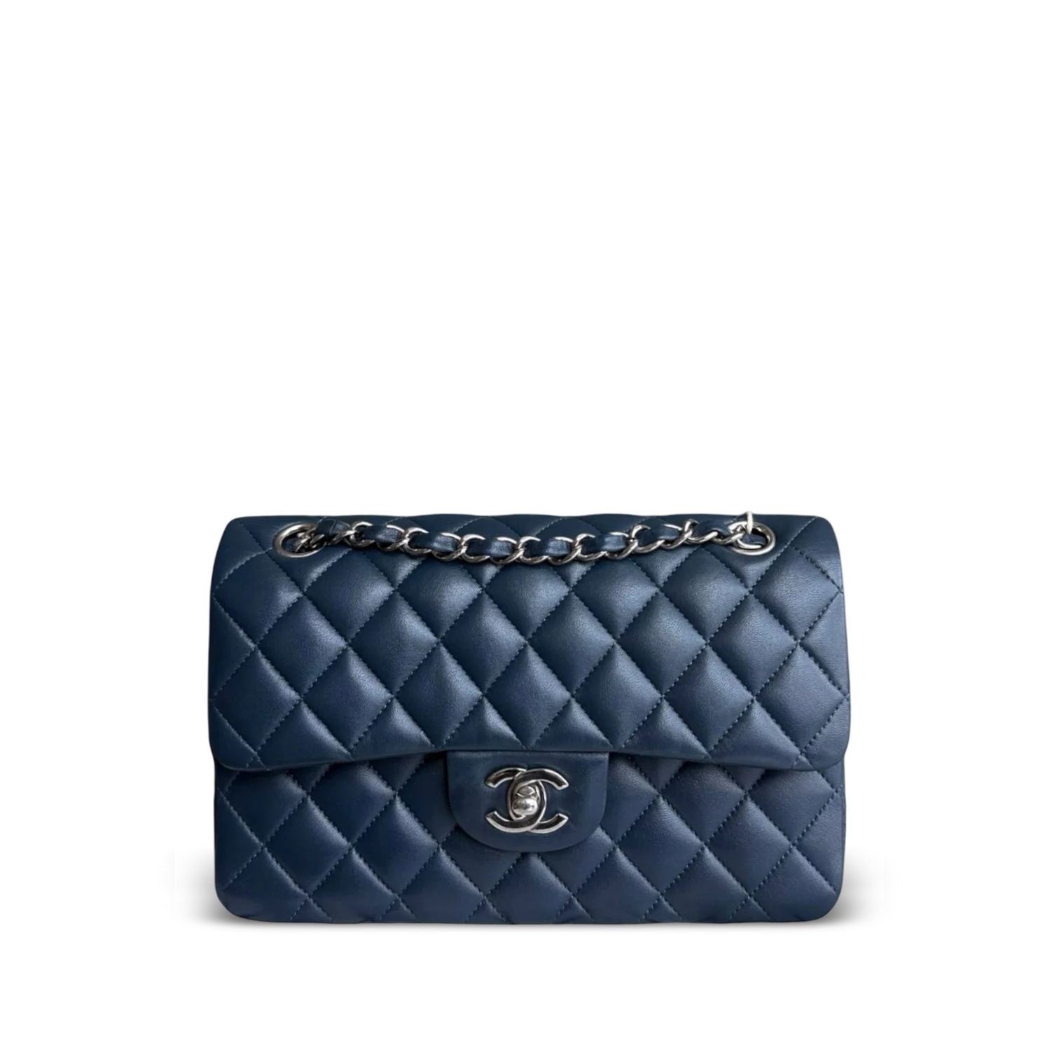 Chanel Classic Flap Small - Lambskin 23CM Dark Blue Silver Hardware Series 26