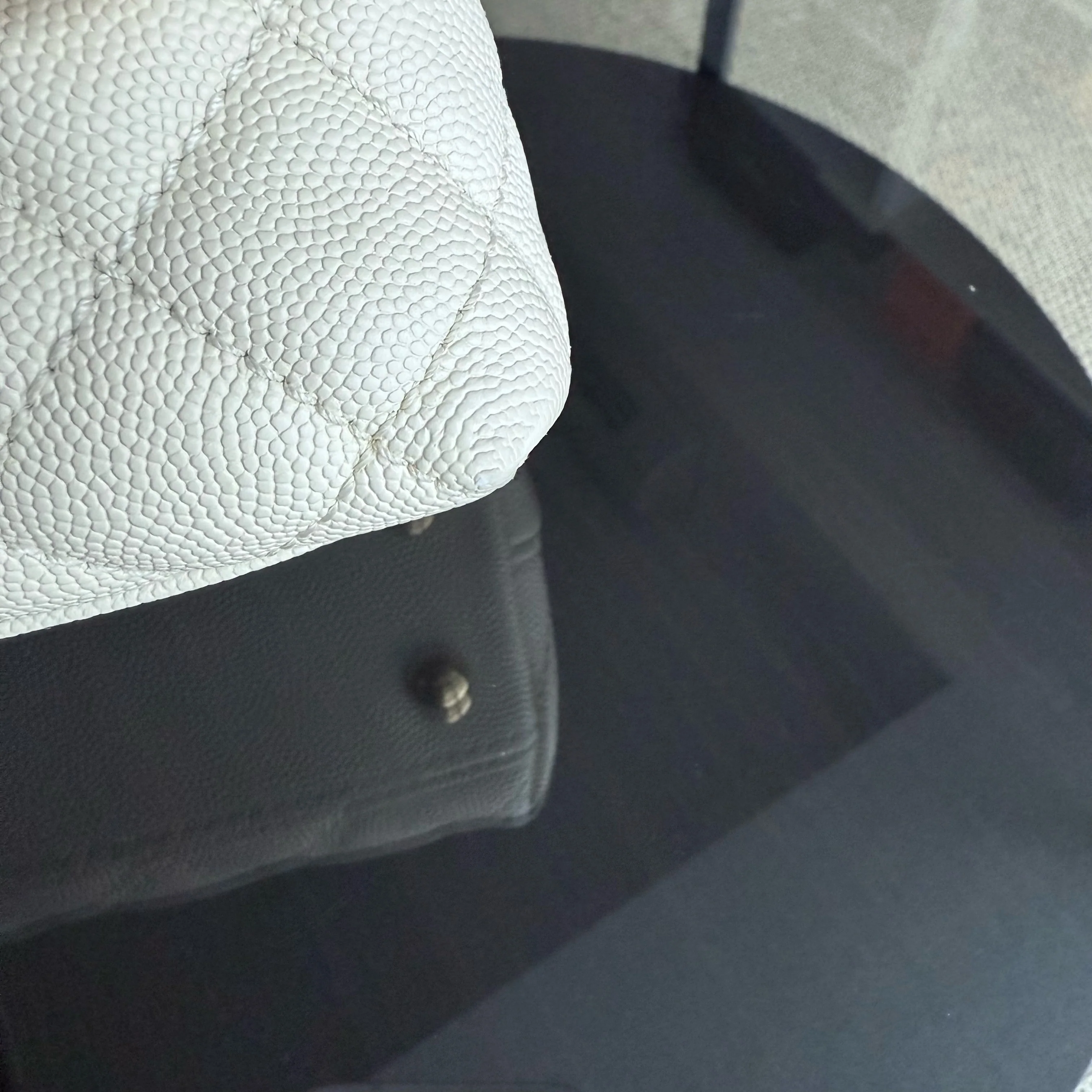 Chanel Coco Handle Small - Caviar Quilted Lizard Handle White Gold Hardward 24