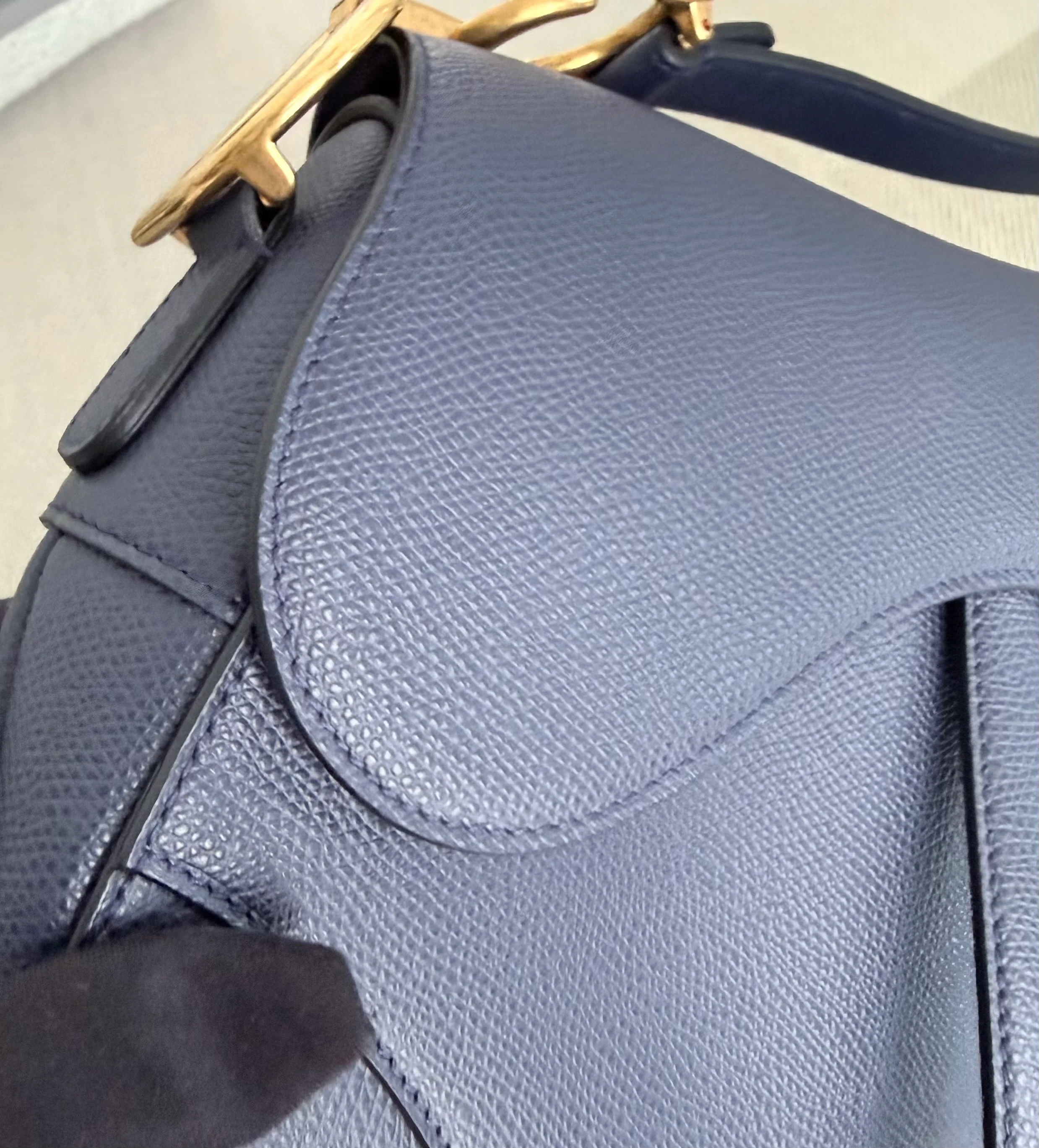 Dior Saddle Medium - Caviar Dark Blue Gold Hardware