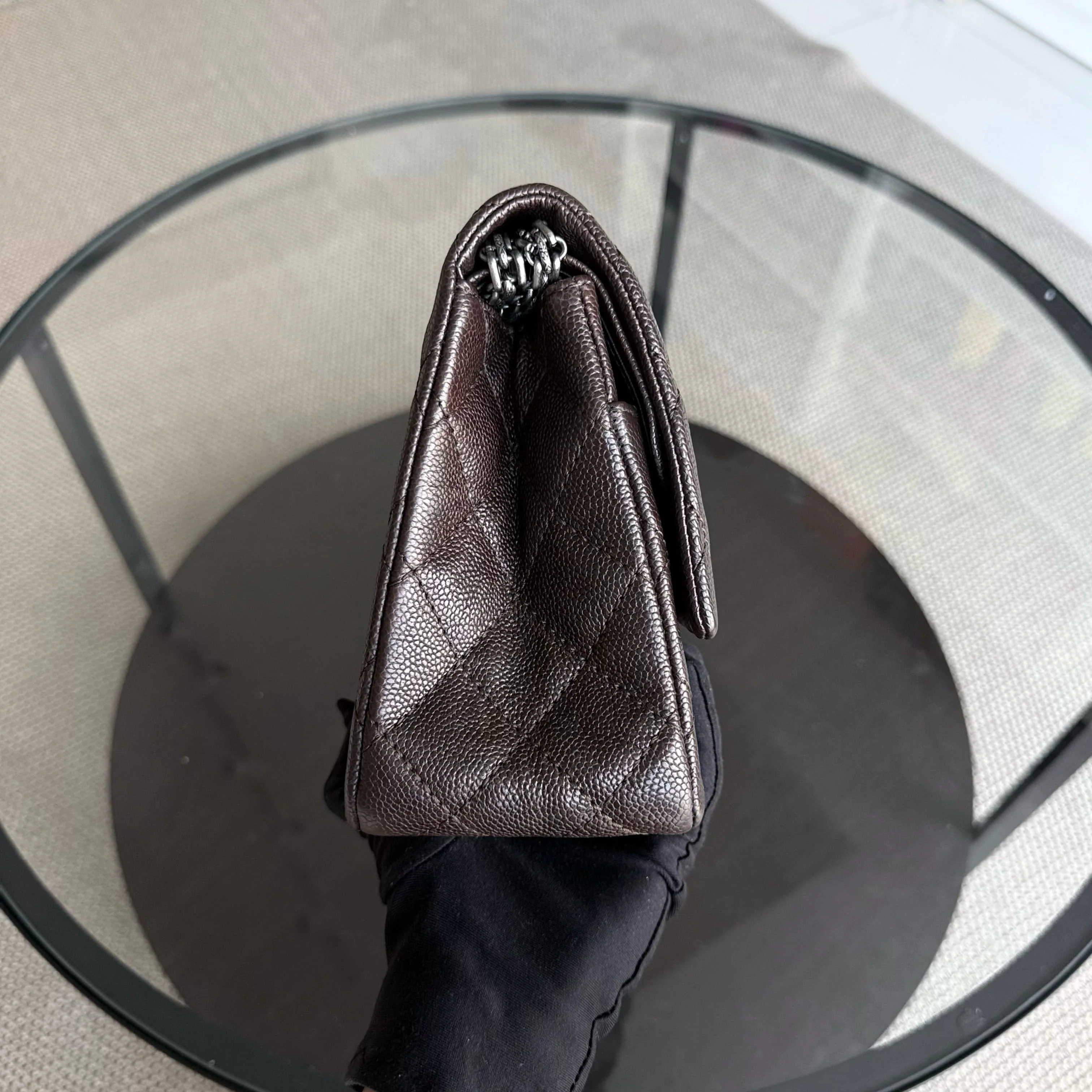 Chanel 2.55 Reissue 226 - 28CM Quilted Caviar Dark Brown Silver Hardware Series 14