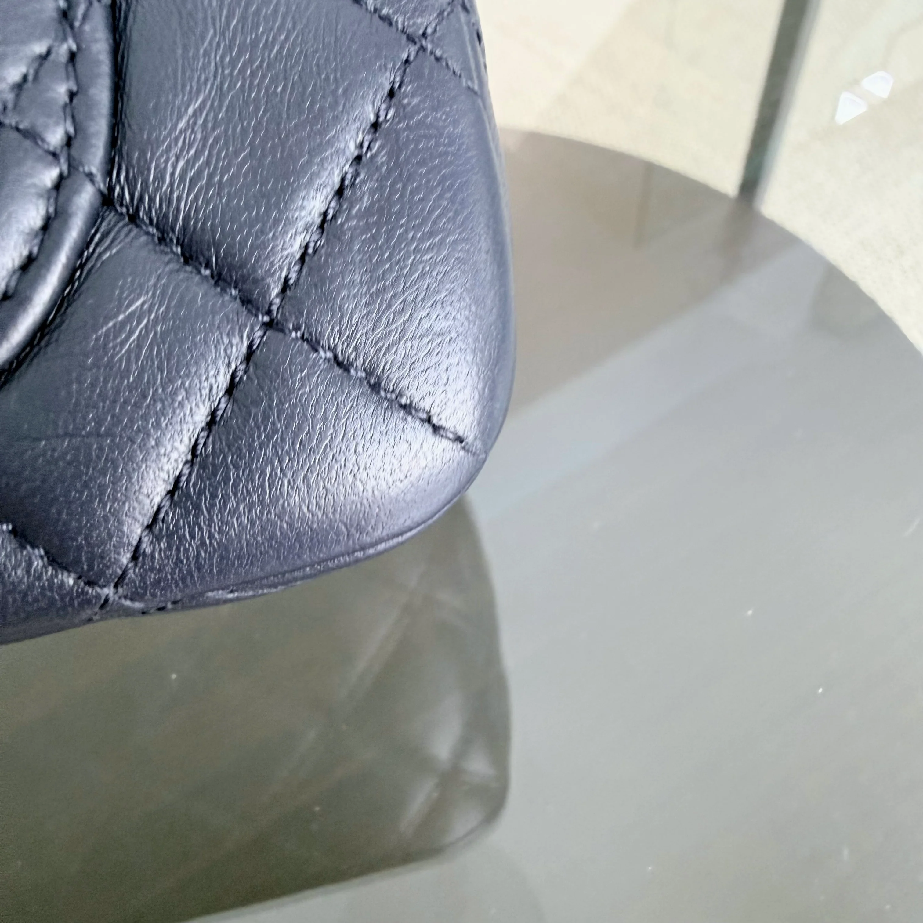 Chanel Classic Flap Mini - 20CM Rectangle Pearl Crush Quilted Lambskin Dark Blue Gold Hardware Series 30