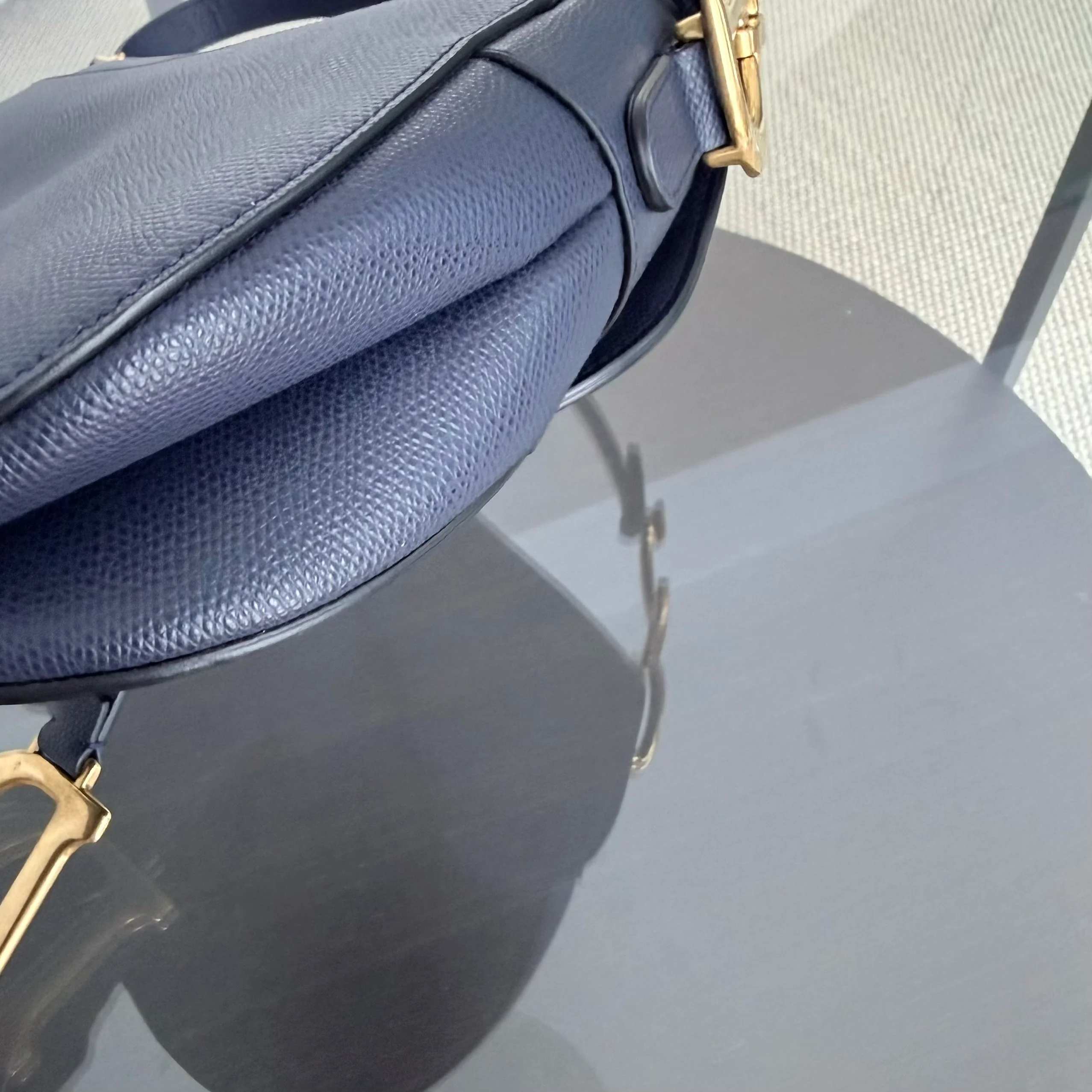Dior Saddle Medium - Caviar Dark Blue Gold Hardware
