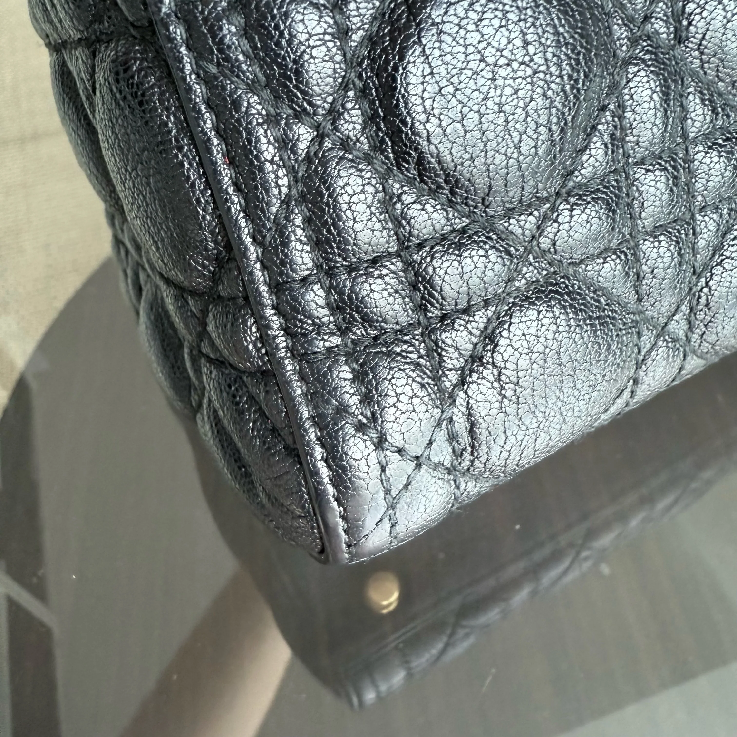 DIor Lady Large - Cannage Grained Calfskin Black Gold Hardware NO STRAP