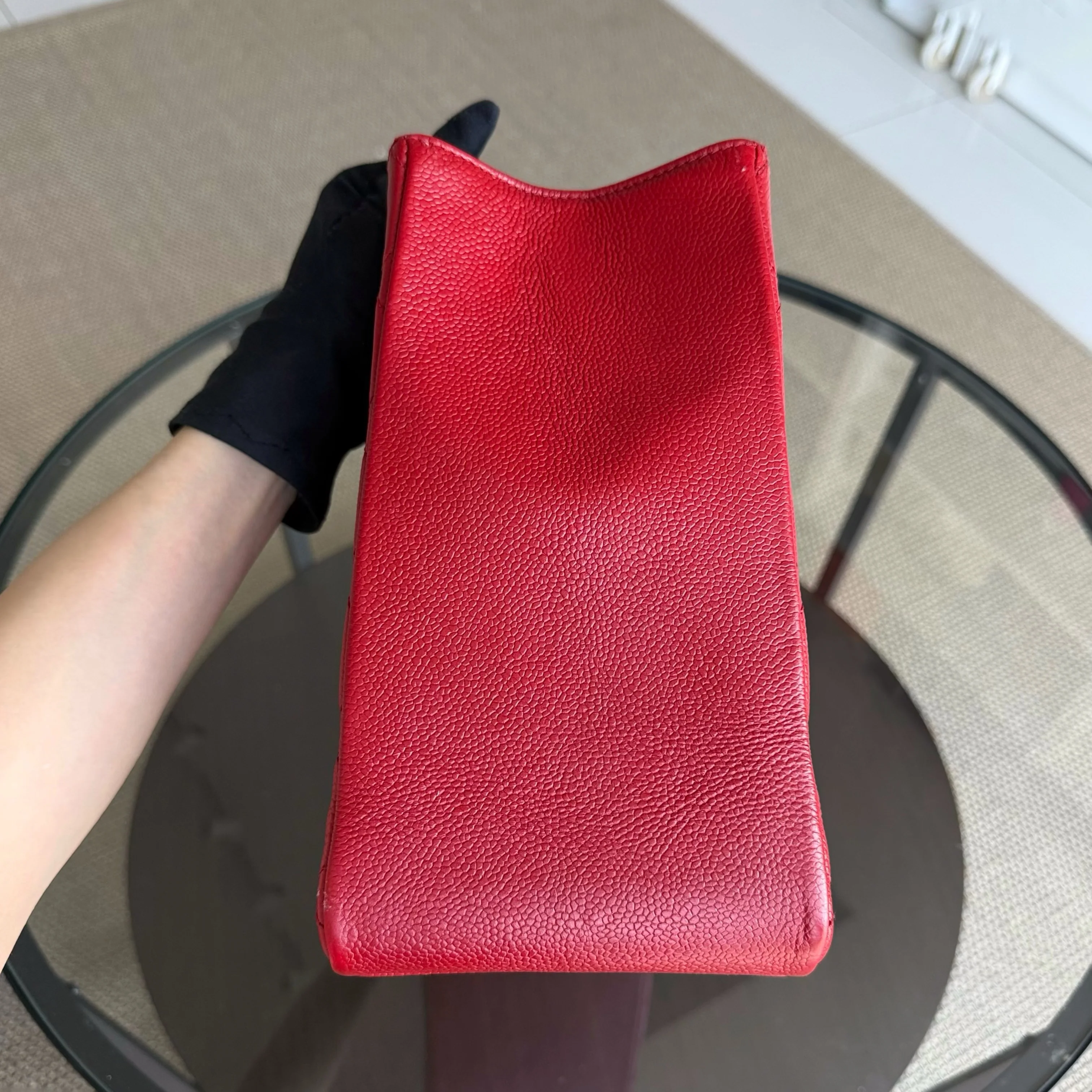 Chanel GST Grand Shopping Tote - Caviar Quilted Grained Calfskin Red Silver Hardware Series 17