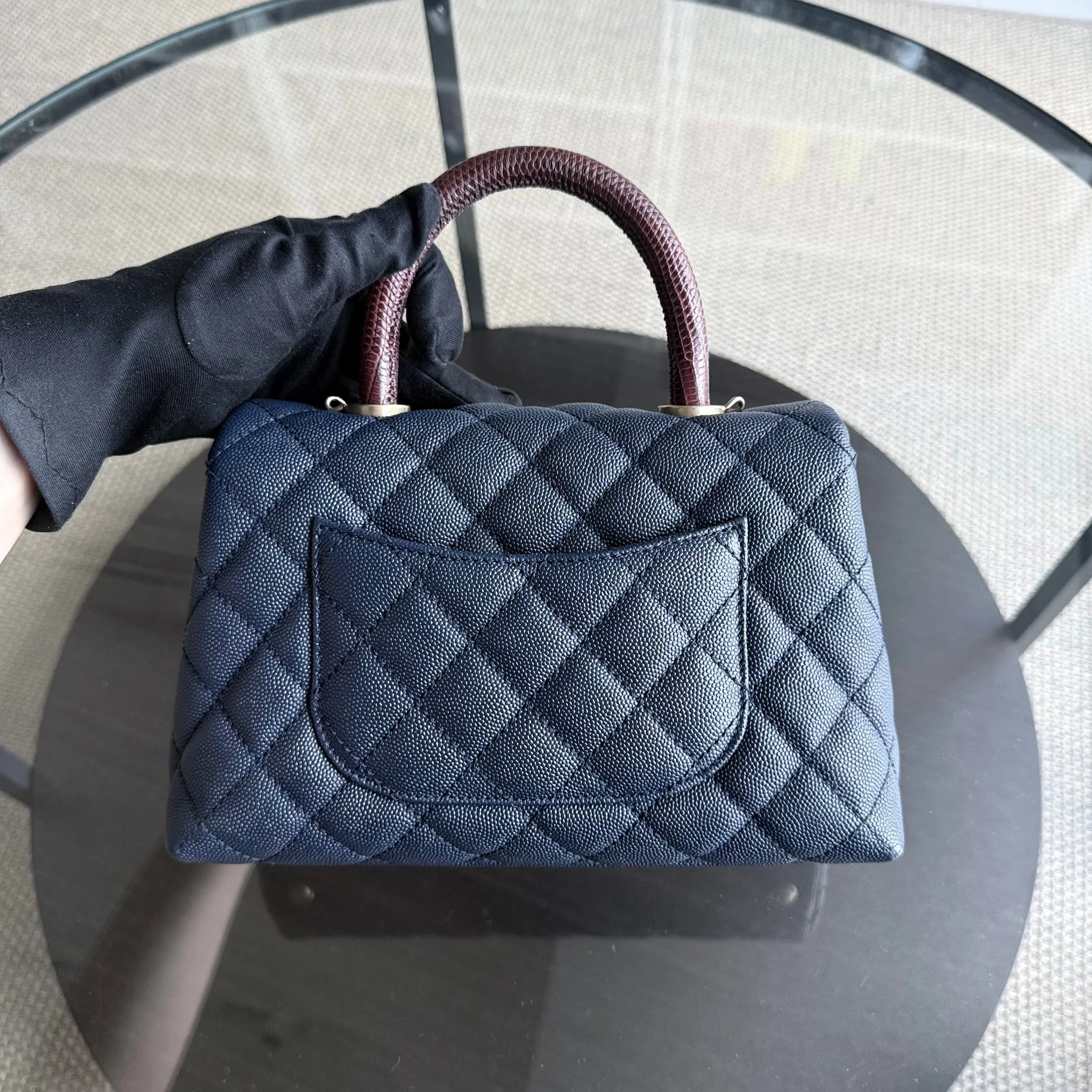 Chanel Coco Handle Small - Caviar Quilted Grained Calfskin Dark Blue Gold Hardware Series 24