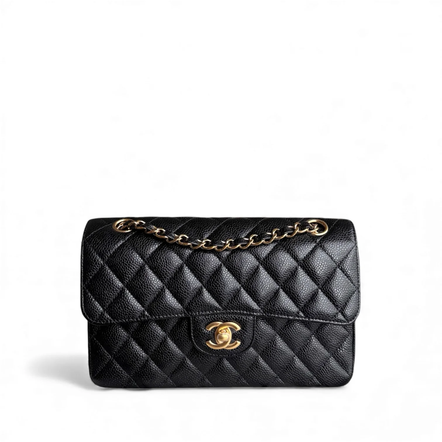 Chanel Classic Flap Small - Caviar 23CM Quilted Black Gold Hardware Series 24