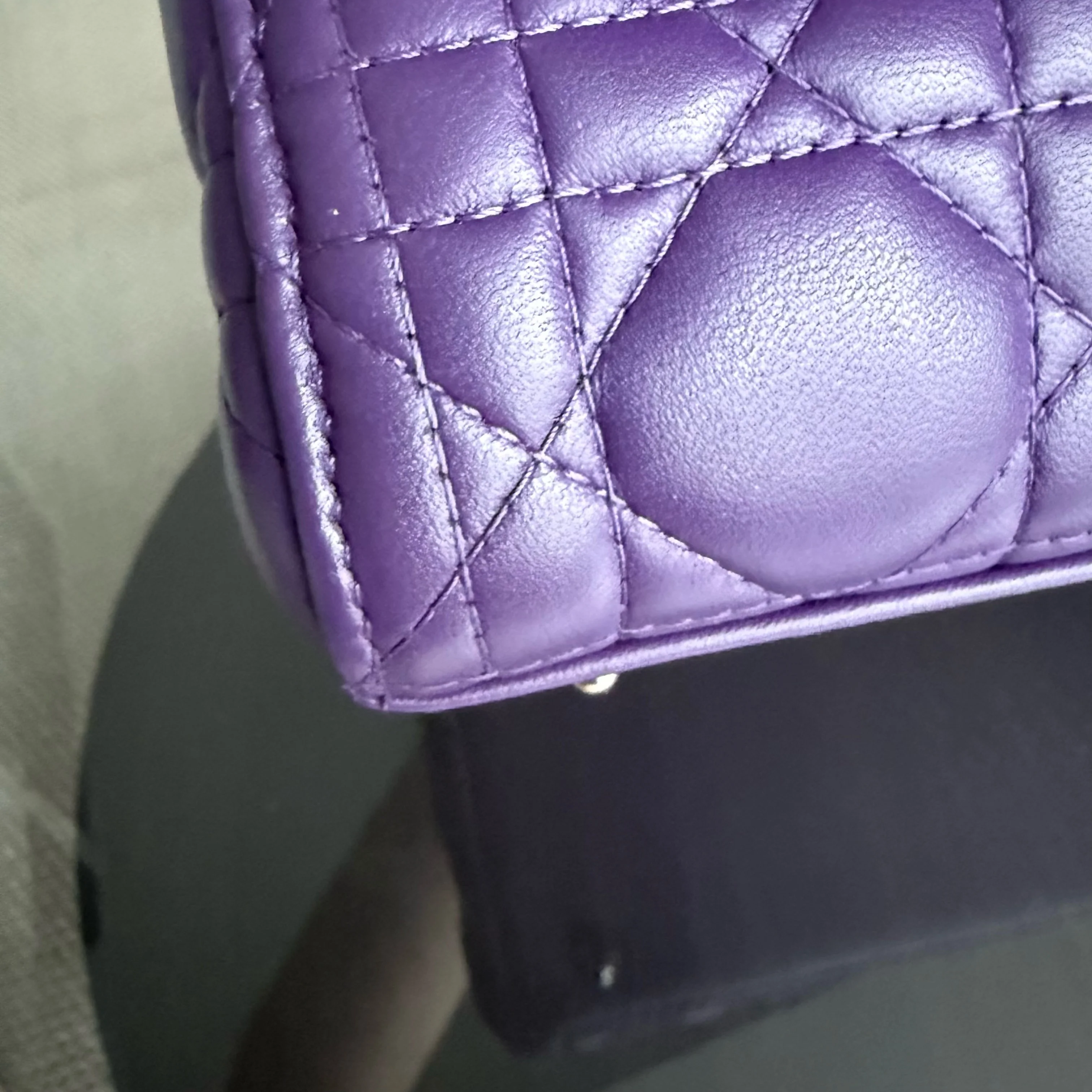 Dior Lady Medium - Cannage Lambskin Purple Silver Hardware
