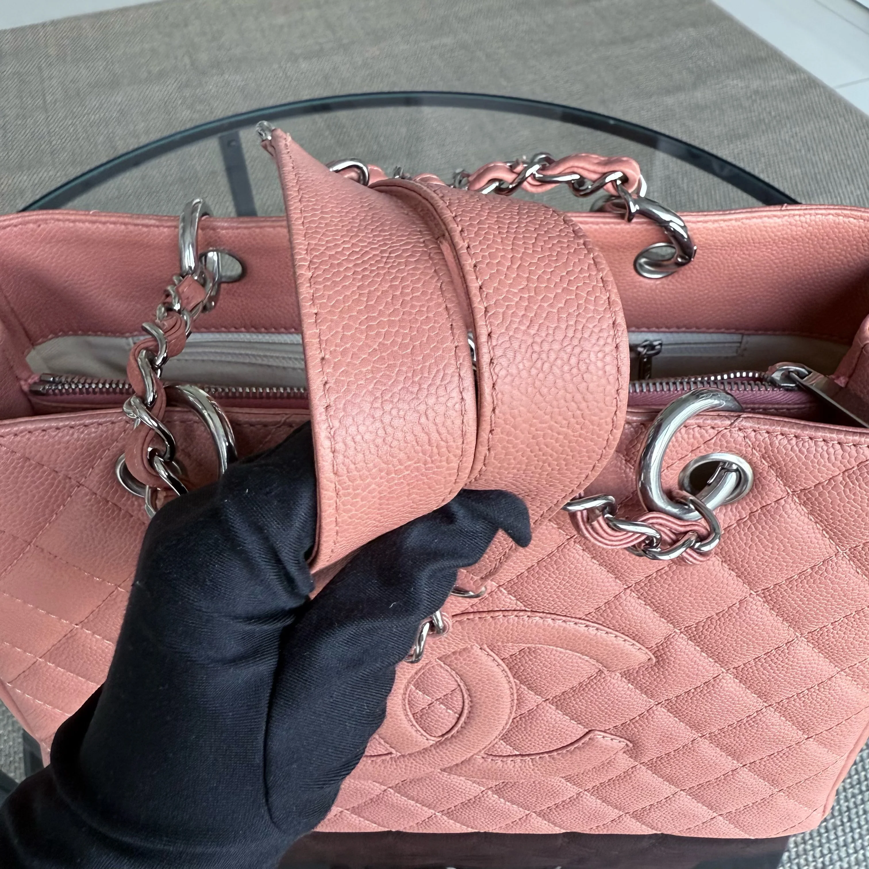 Chanel GST Grand Shopping Tote - Caviar Quilted Grained Calfskin Cinnamon Silver Hardware Series 11