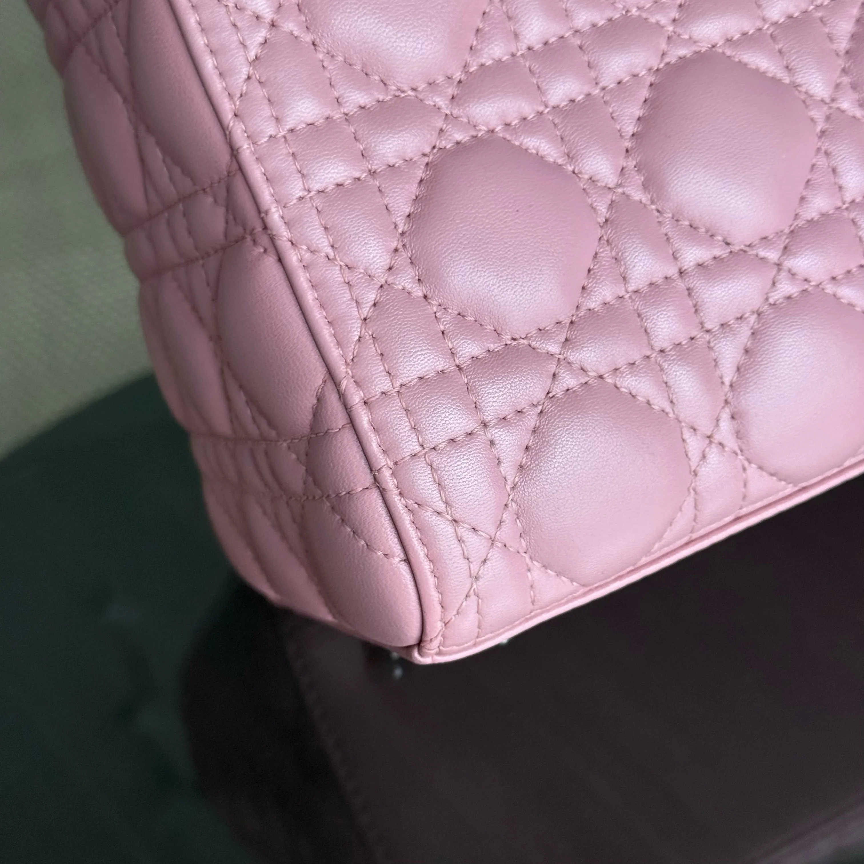 Dior Lady Medium Cannage Lambskin Pink Silver Hardware