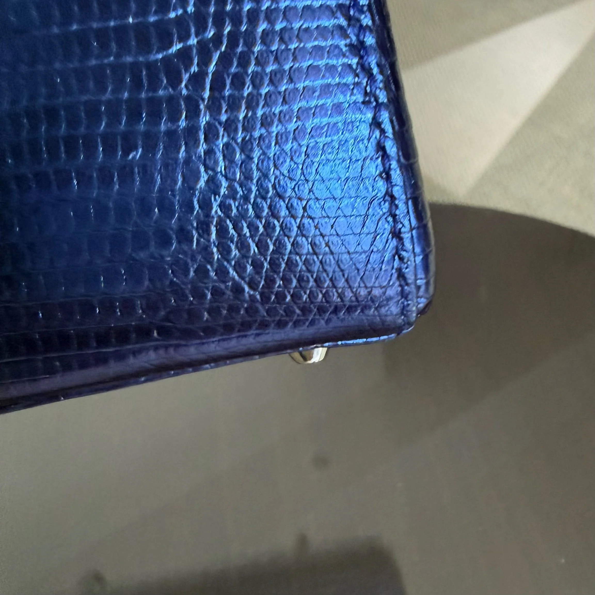 Dior Lady Mini - Exotic Lizard Blue Silver Hardware