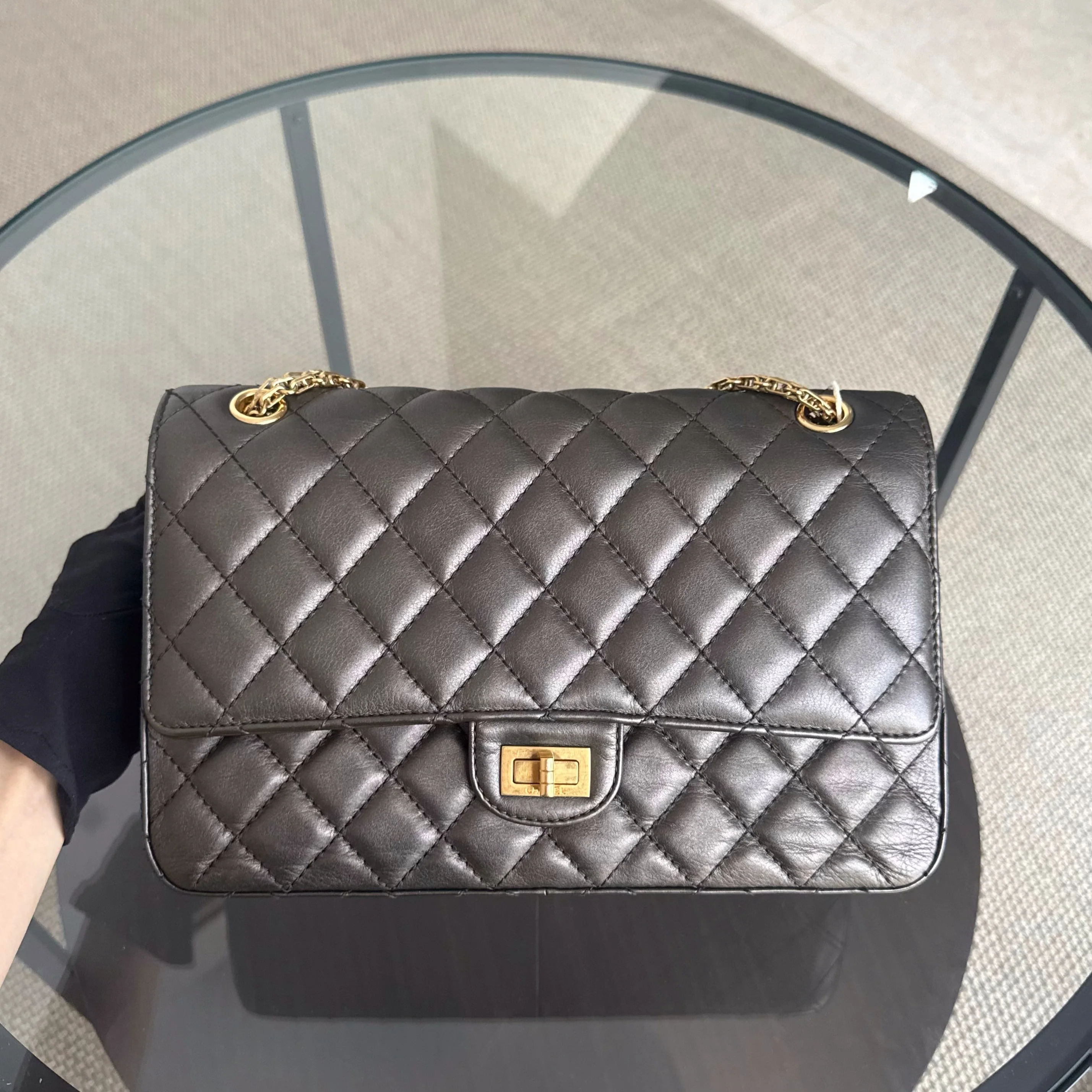 Chanel 2.55 Reissue 226 - Quilted Aged Calfskin Dark Grey Bronze Gold Hardware