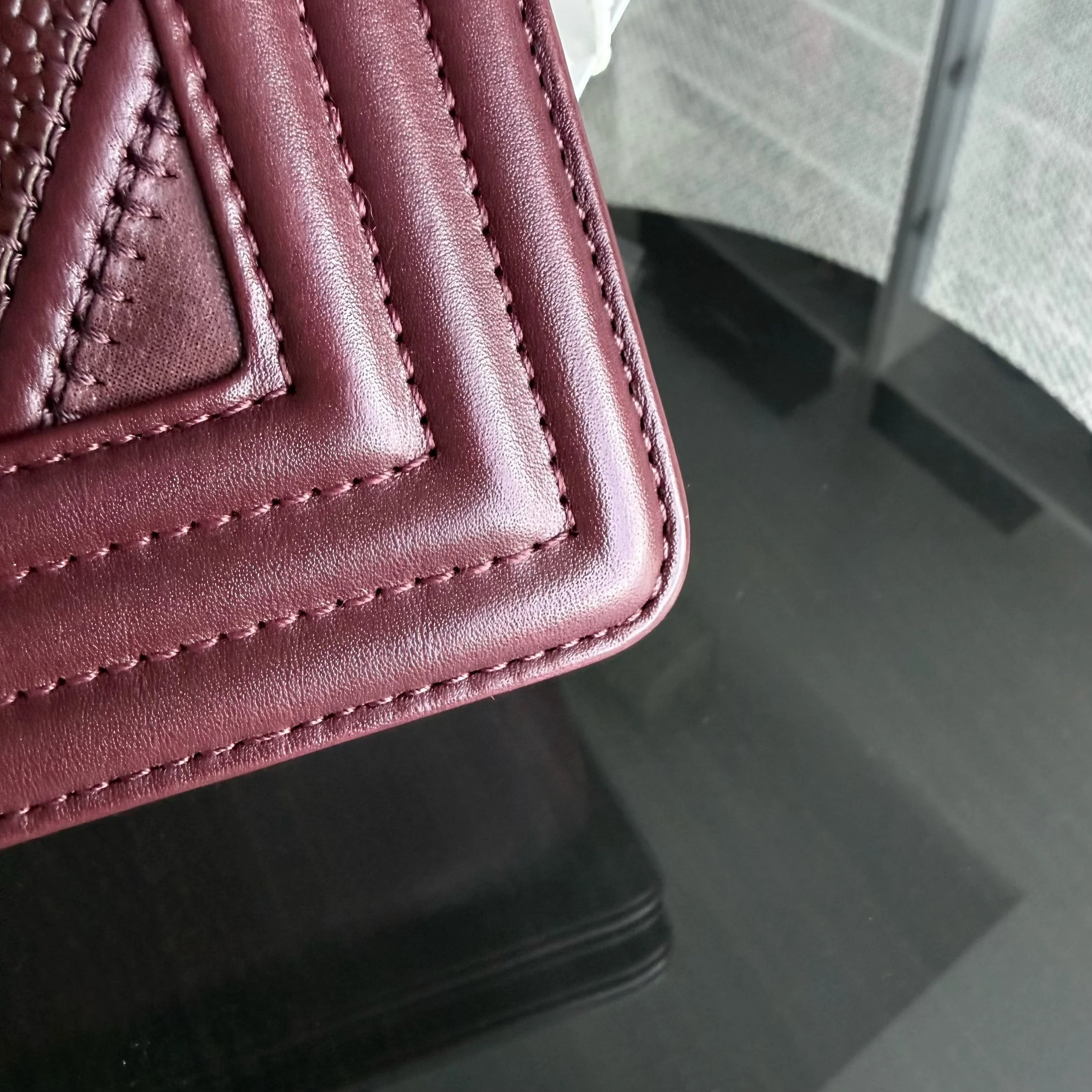 Boy Small 20CM Chevron Tri-skin Calfskin Burgundy GHW No 22