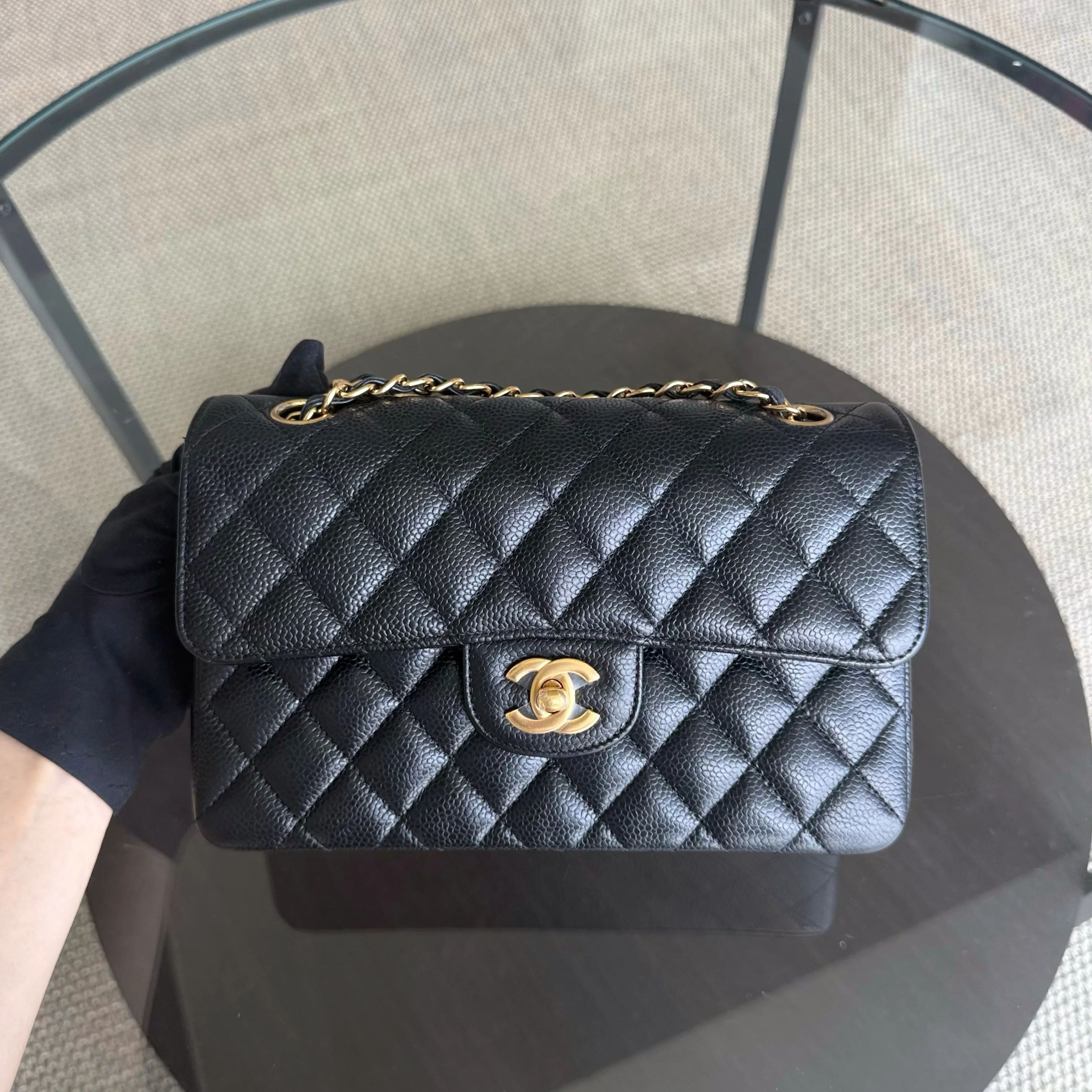 Chanel Classic Flap Small - Caviar 23CM Quilted Black Gold Hardware Series 25