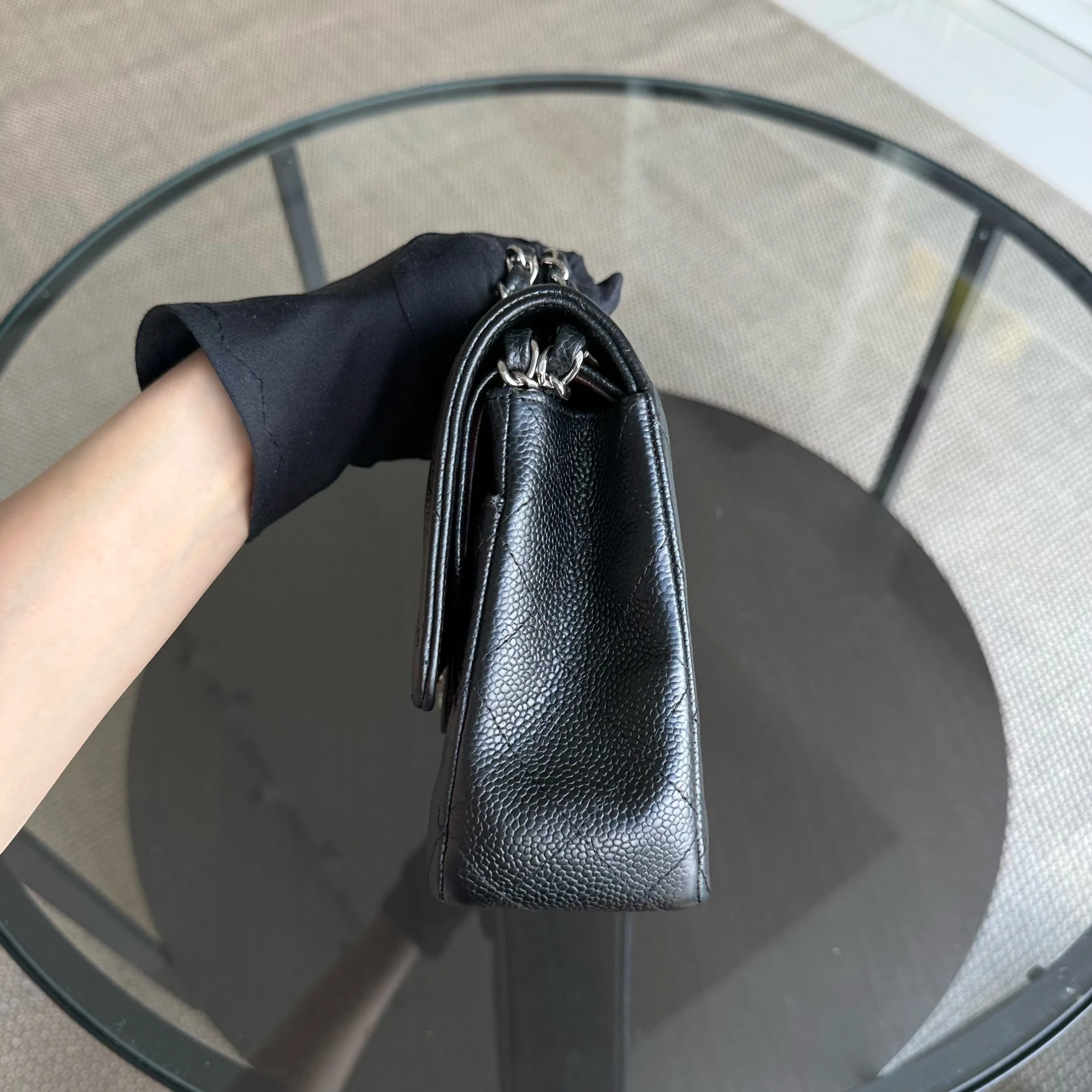 Chanel Classic Flap Medium - Caviar 25CM Quilted Black Silver Hardware Series 15