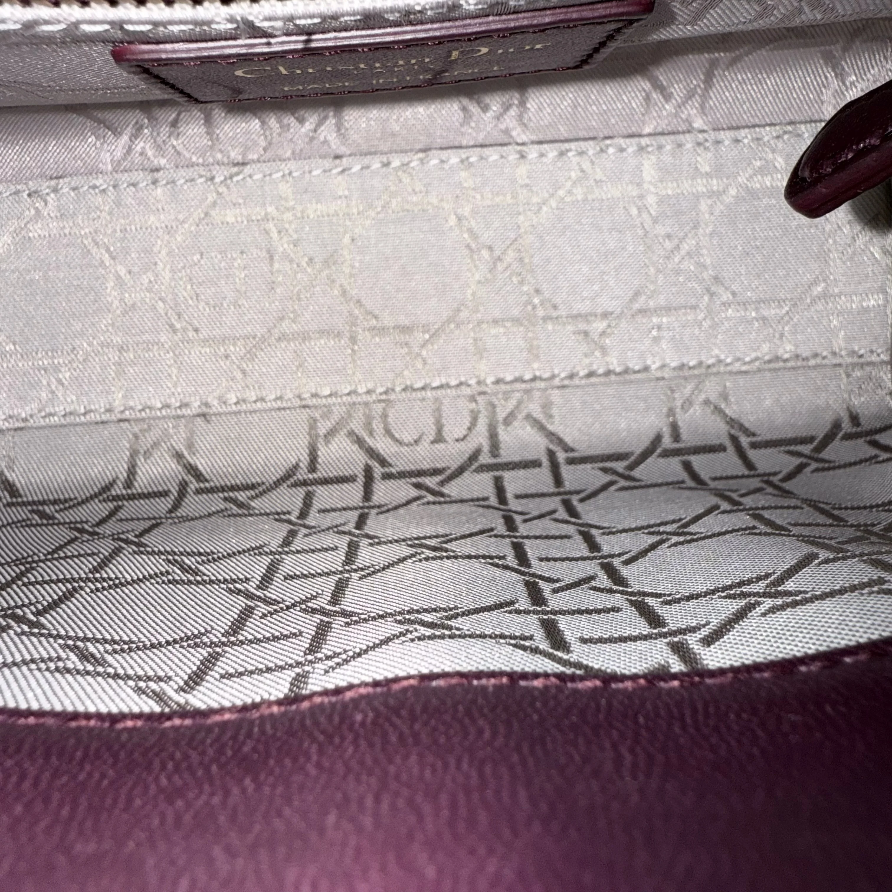 Dior Lady Mini - Cannage Lambskin Wine Burgundy Gold Hardware Chain Strap