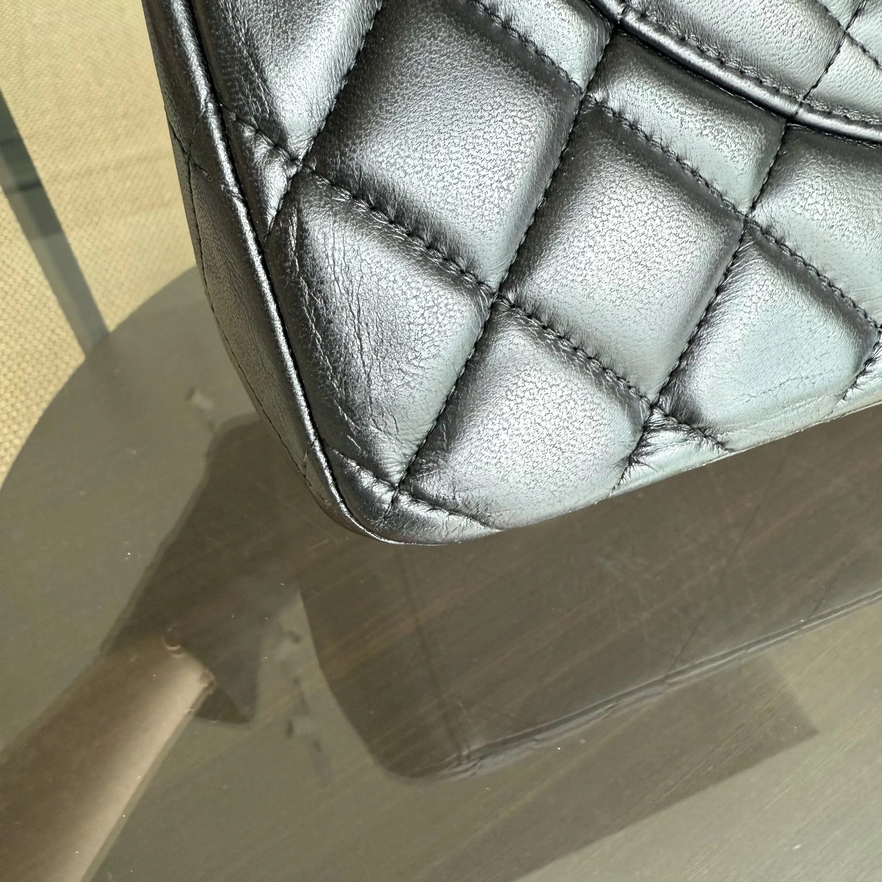 Chanel Classic Flap Maxi - 33CM Quilted Single Flap Lambskin Black Silver Hardware Series 13