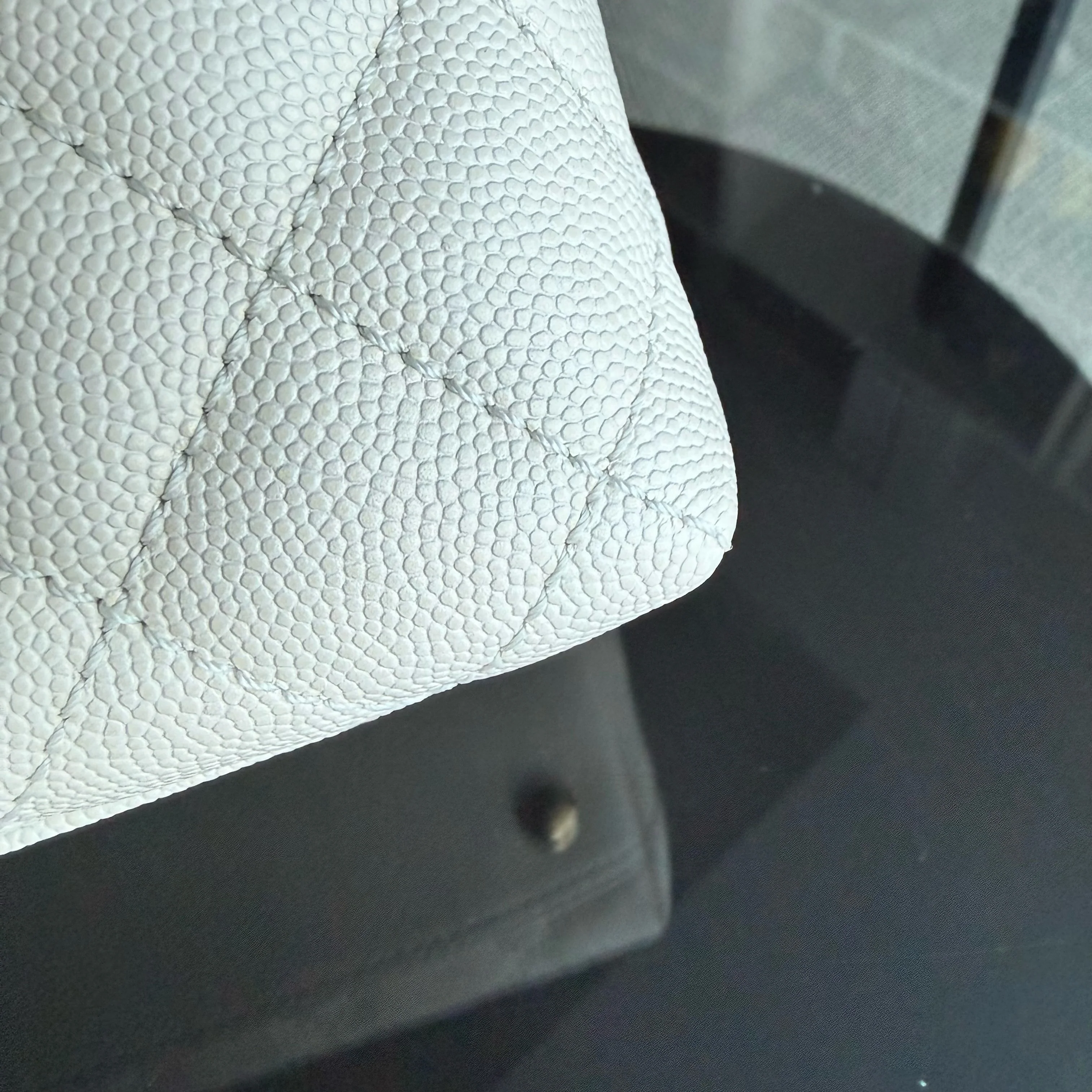 Chanel Coco Handle Medium - Caviar Quilted Lizard Handle White Gold Hardward 24