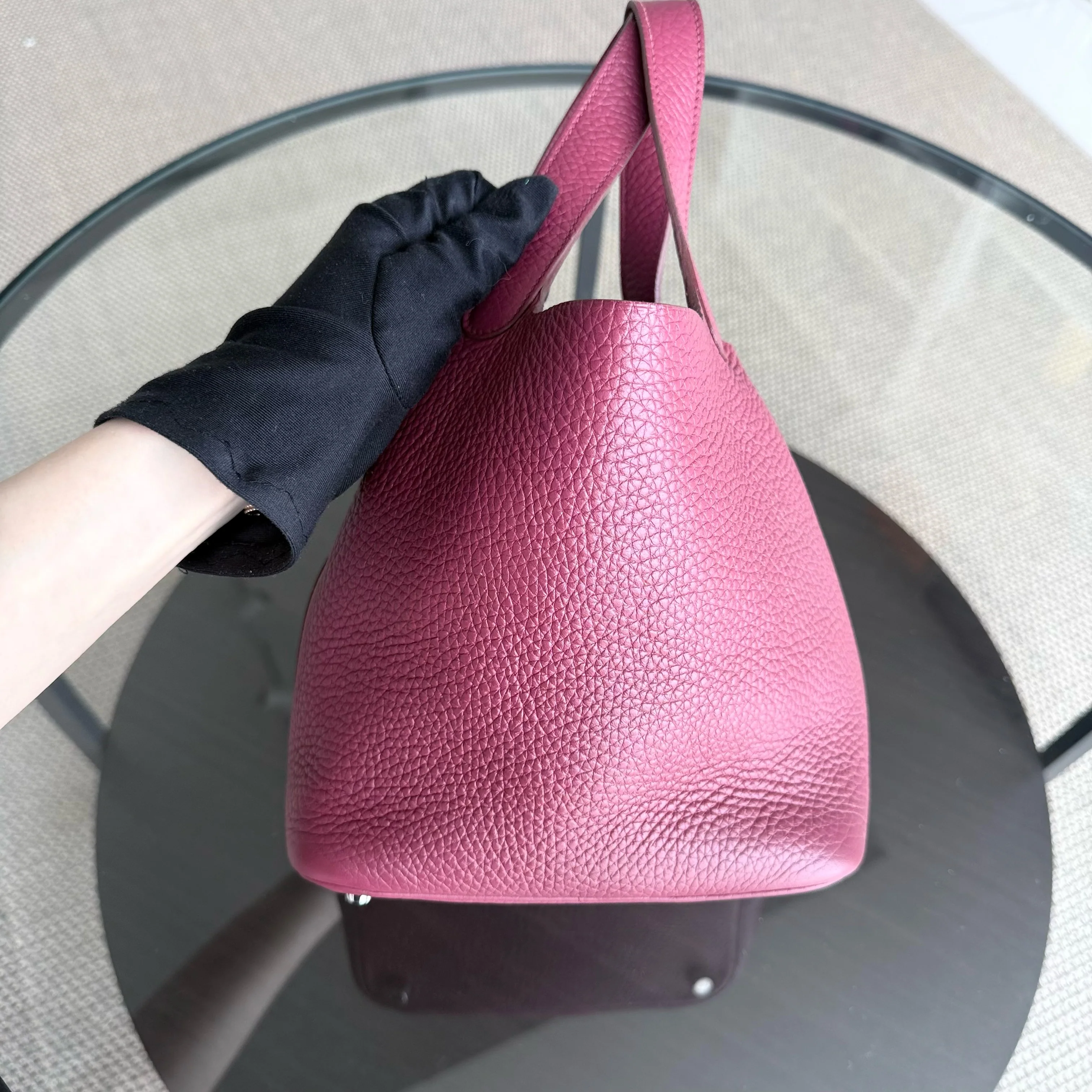 Hermes Picotin 18 - TC Clemence Leather Burgundy Silver Hardware