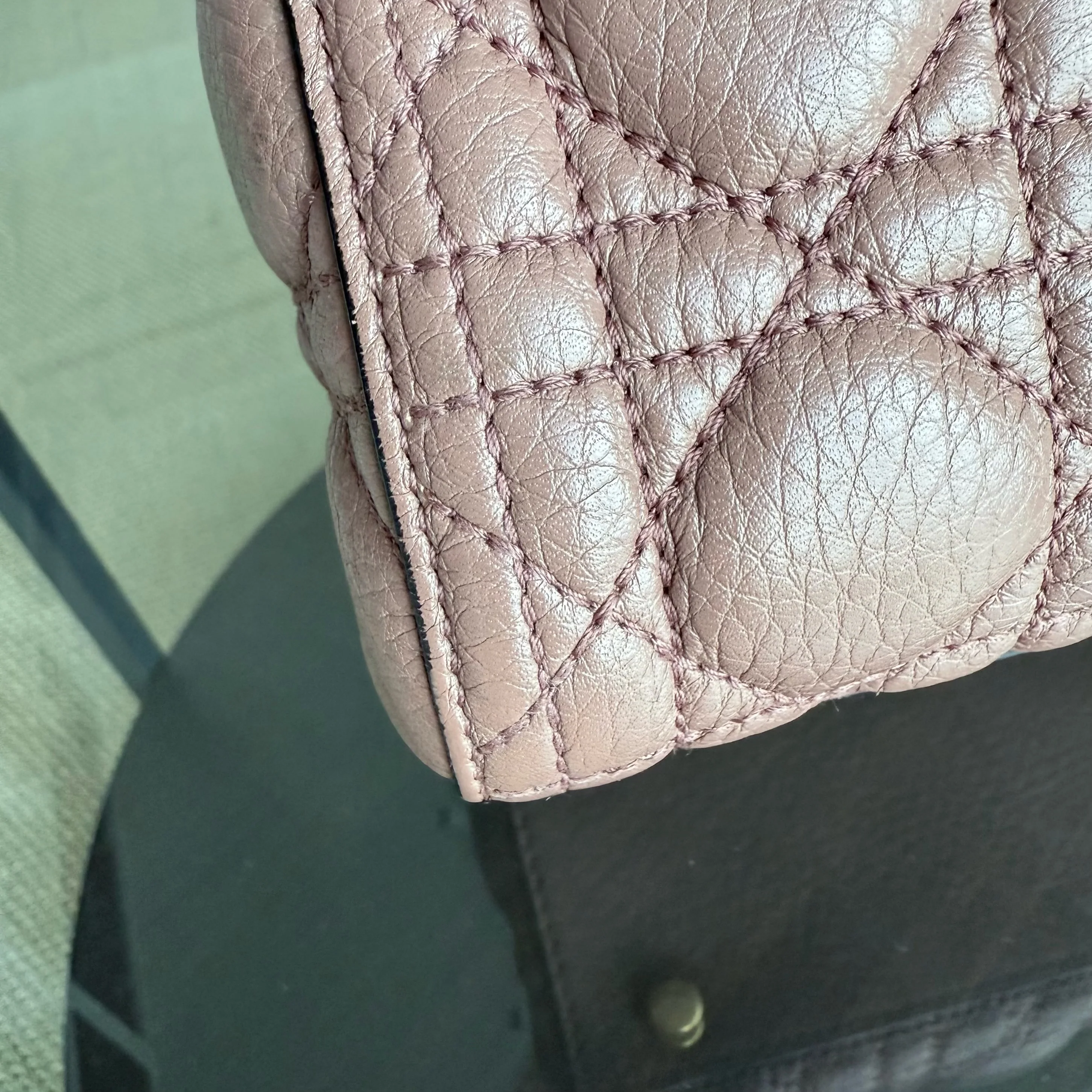 DIor Lady Large - Cannage Grained Calfskin Blush Gold Hardware NO STRAP