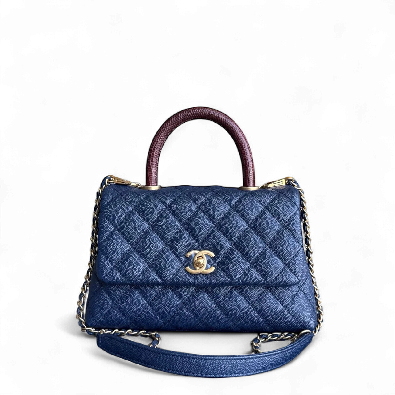 Chanel Coco Handle Small - Caviar Quilted Grained Calfskin Dark Blue Gold Hardware Series 24