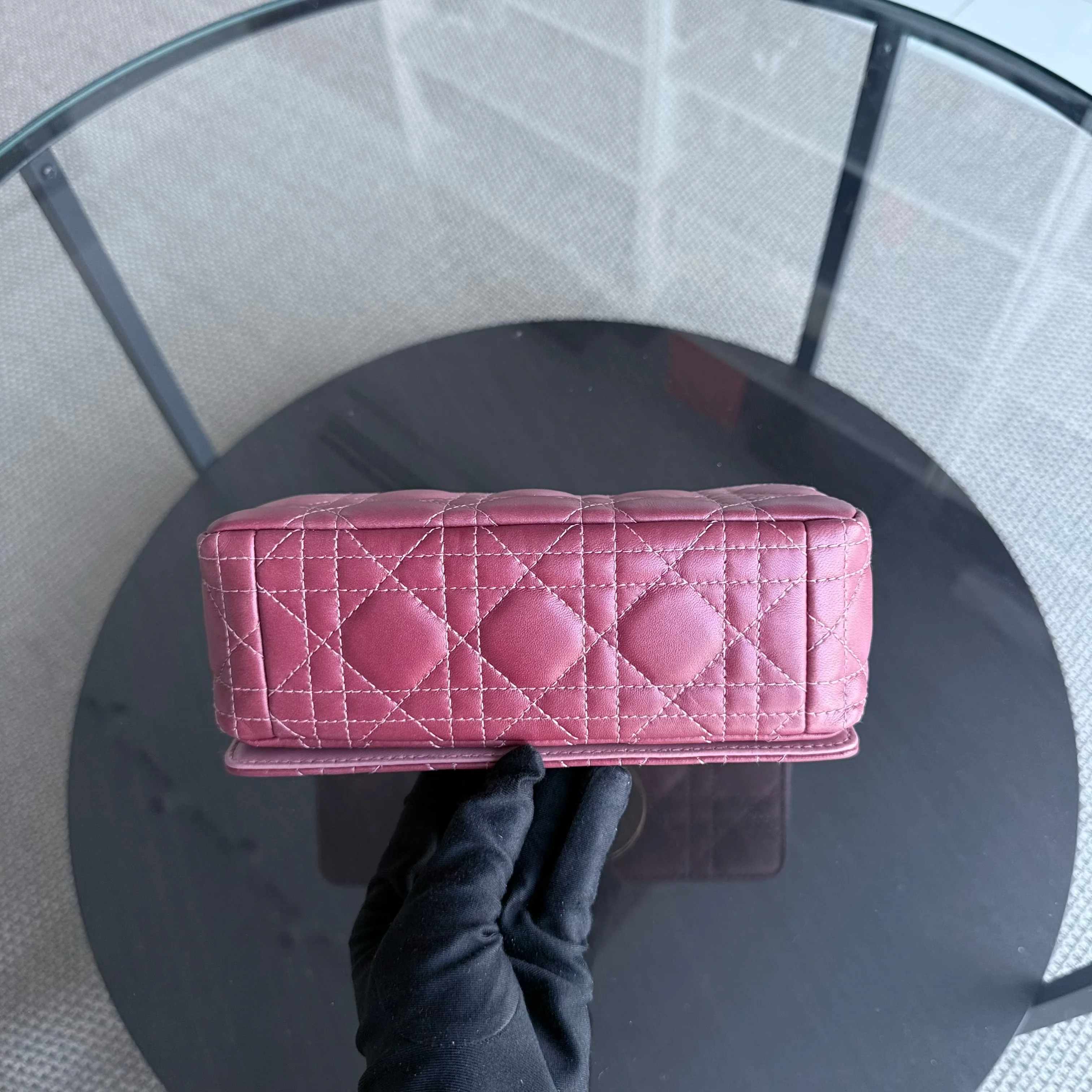 Dior Caro Small - Cannage Calfskin Bicolor Pink Gold Hardware 20CM