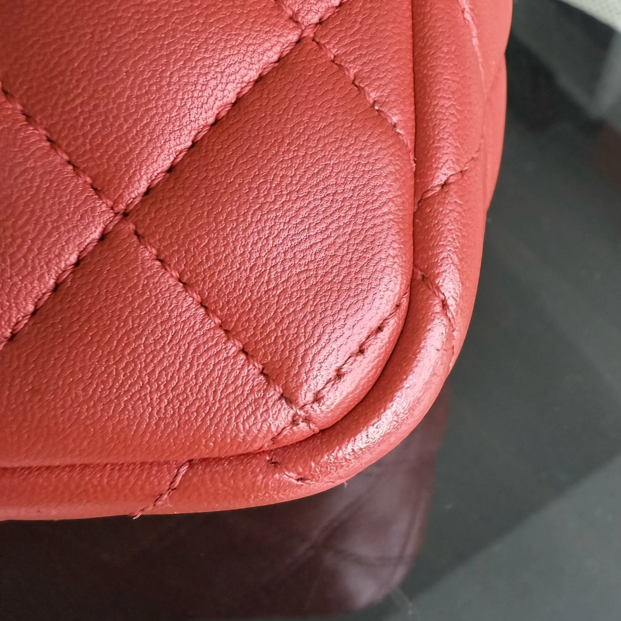 Chanel Seasonal Flap - Two Tone Quilted Lambskin Red Grey Golden Hardware Series 23