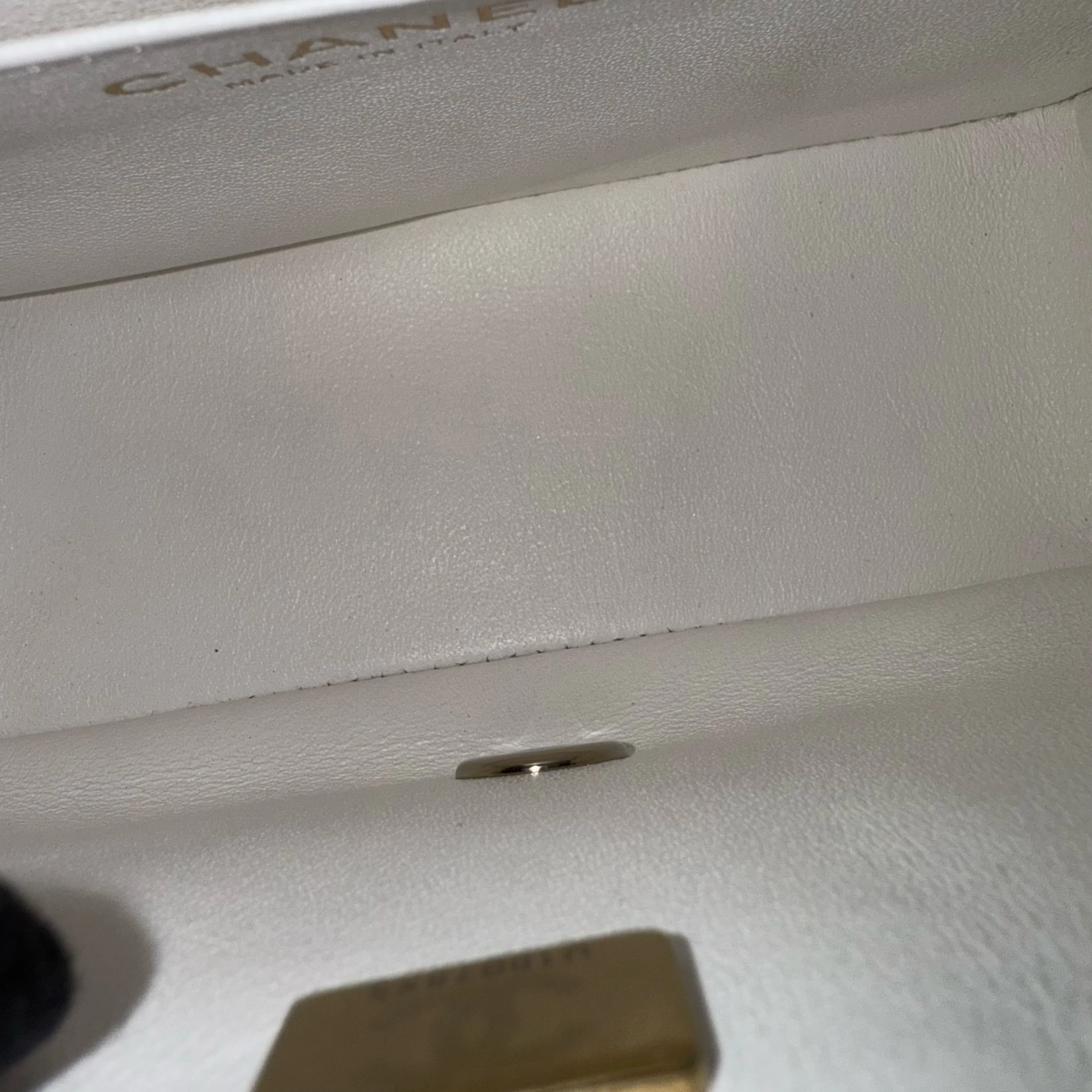 Chanel Classic Flap Mini Square - 17CM Quilted Lambskin White Gold Hardware Microchip