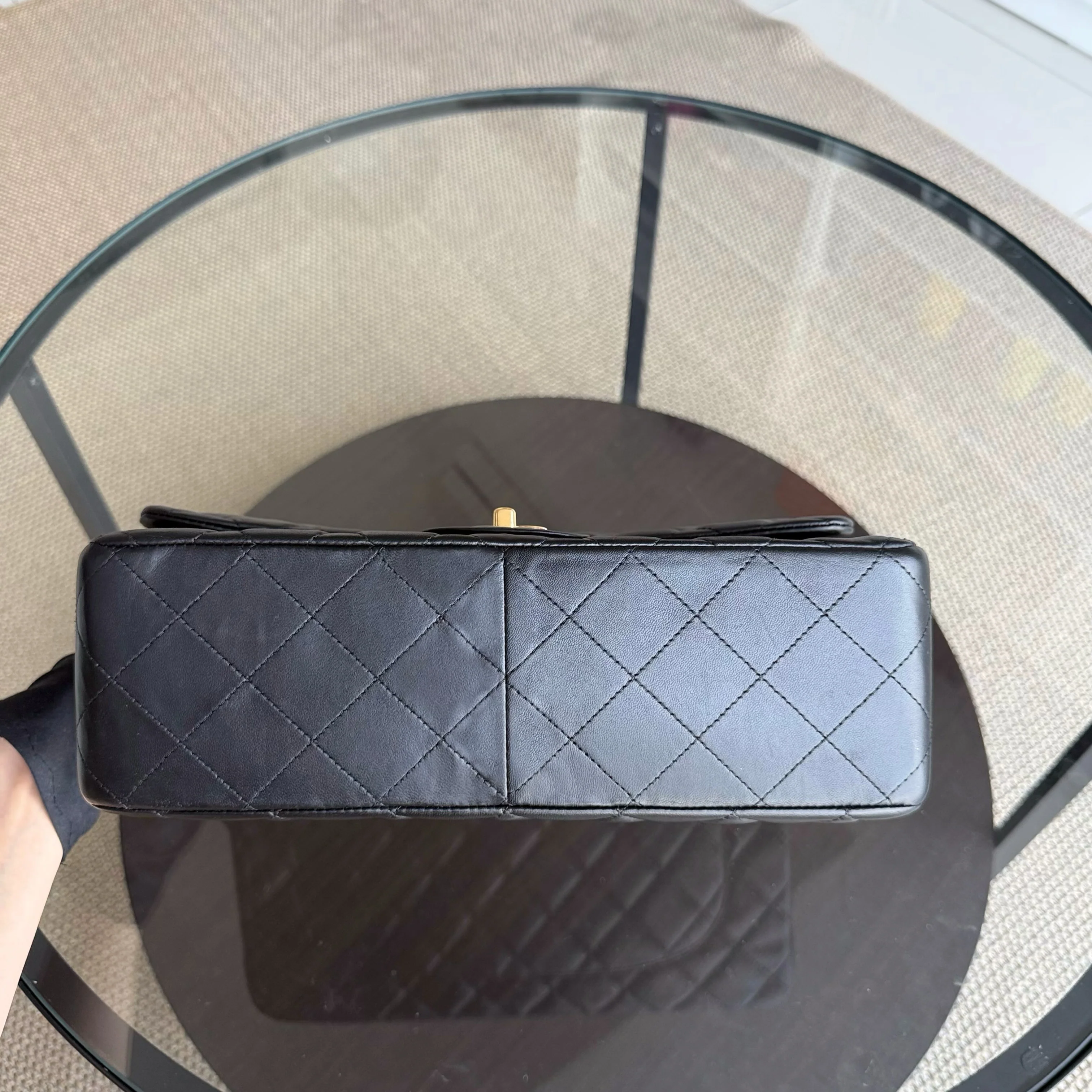 Chanel Classic Flap Jumbo - 30CM Single Flap Quilted Lambskin Black Gold Hardware Series 13