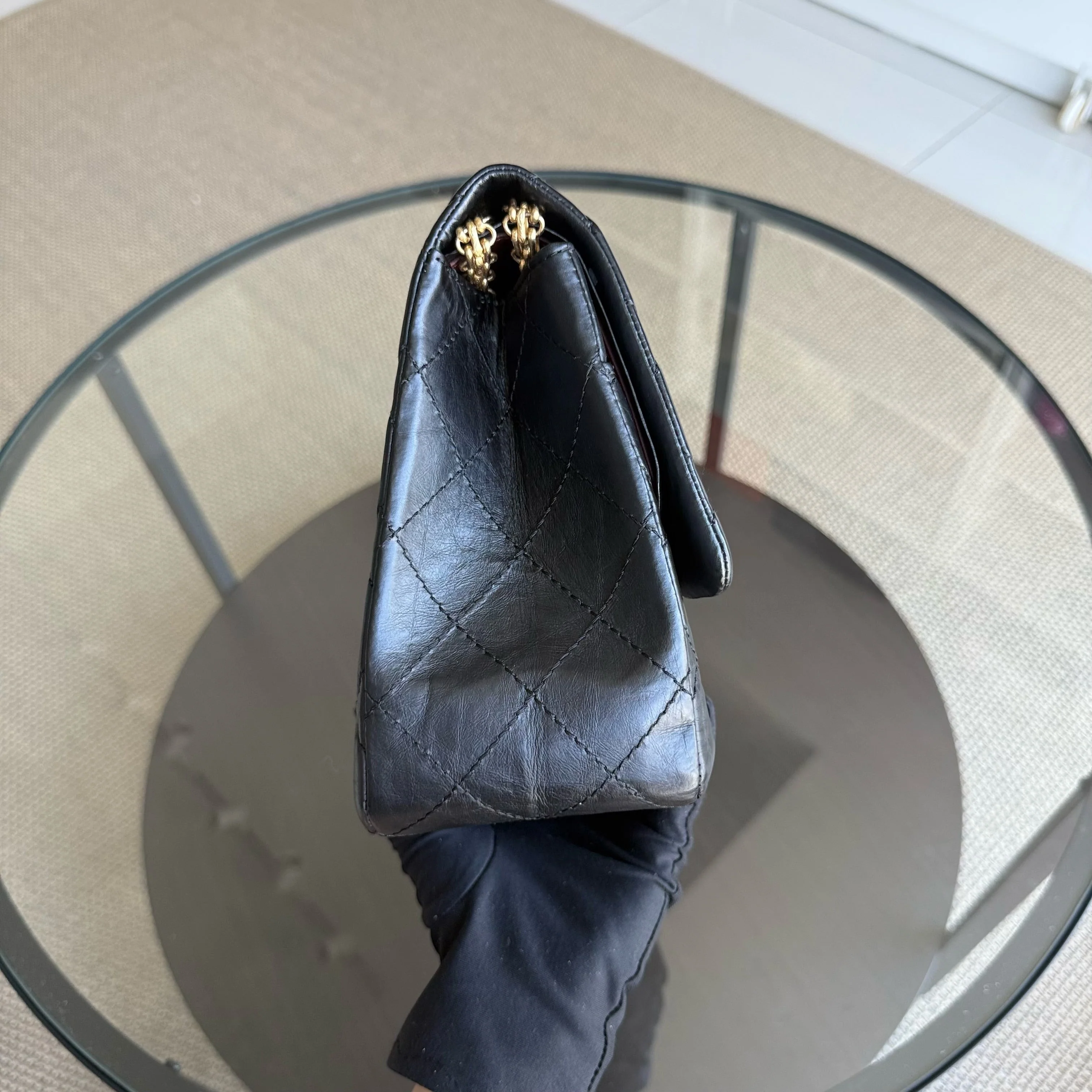 Chanel 2.55 Reissue 227 - Quilted Aged Calfskin Black Gold Hardware