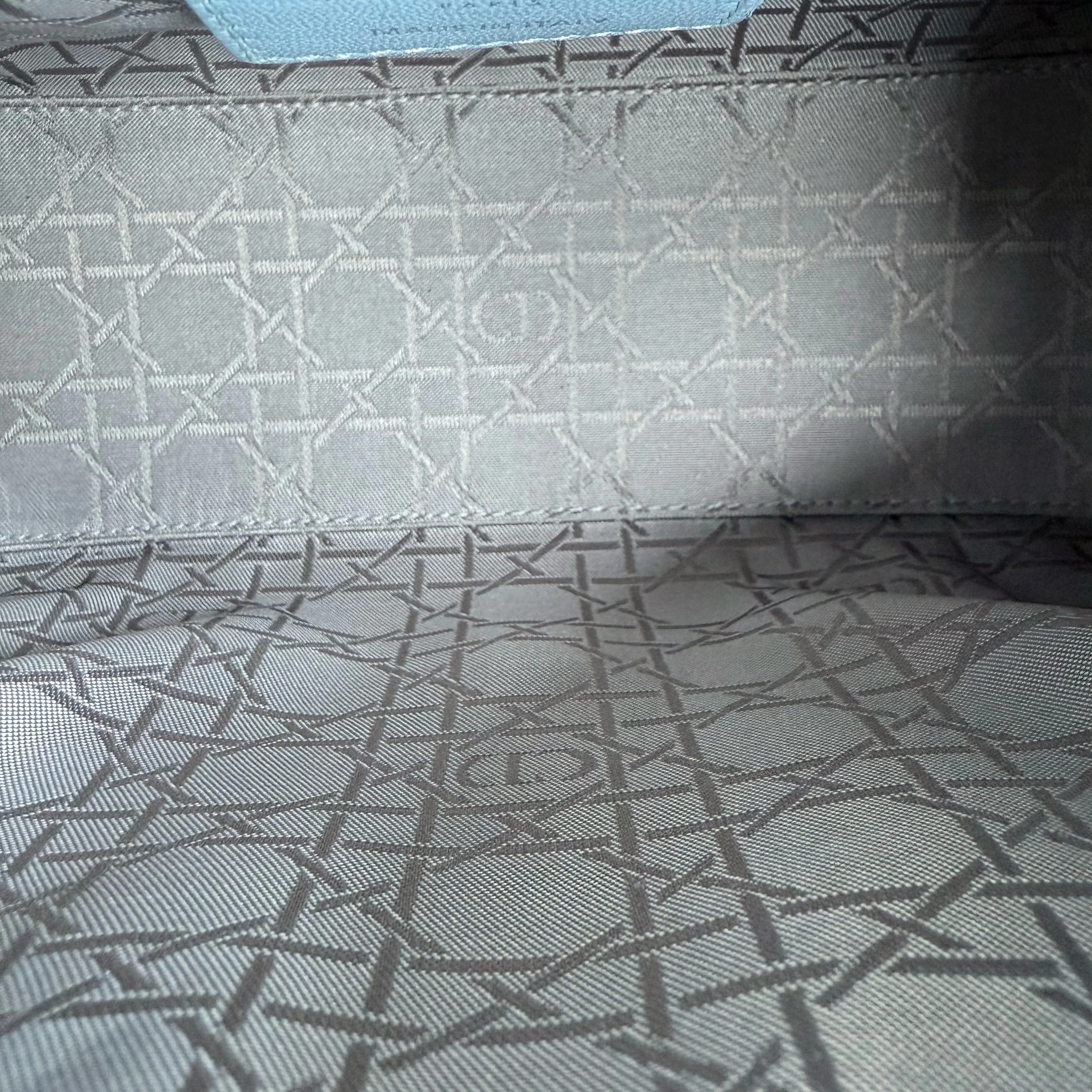 Dior Lady Medium Cannage Lambskin Light Baby Blue Silver Hardware