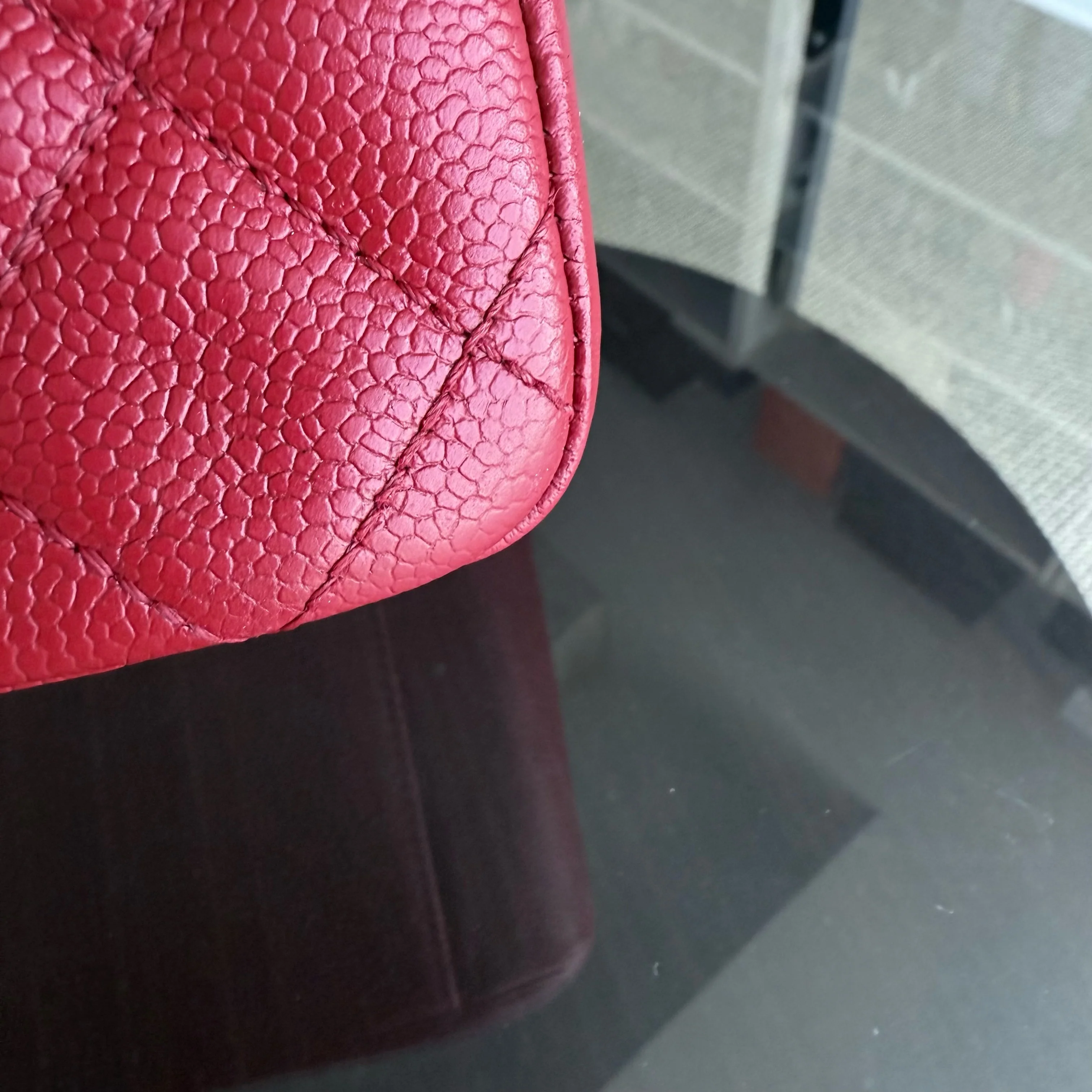 Chanel GST Grand Shopping Tote - Caviar Quilted Grained Calfskin Red Silver Hardware Series 17