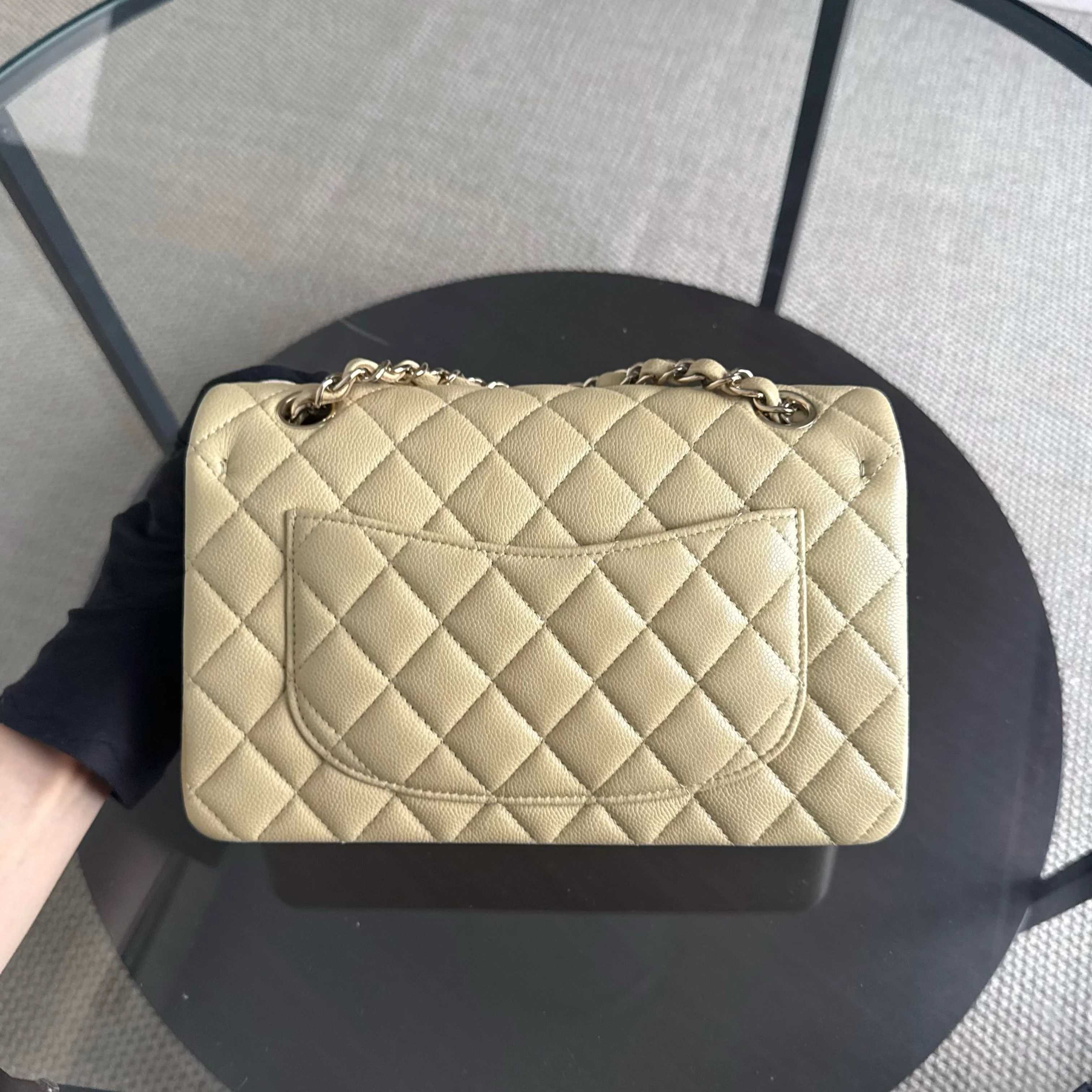 Chanel Classic Flap Small - Caviar 23CM Quilted Beige Gold Hardware Microchip
