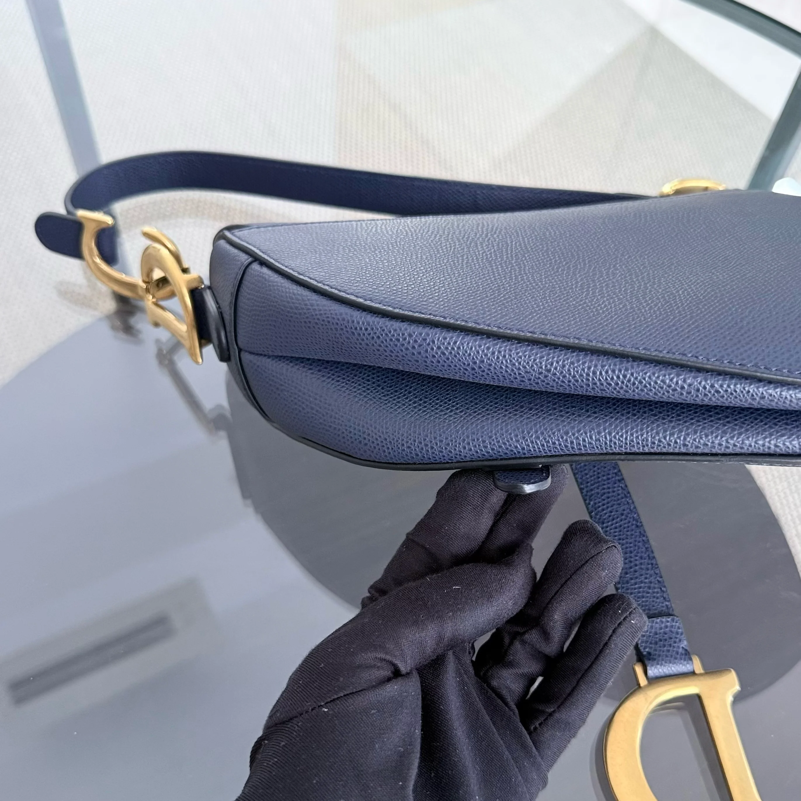 Dior Saddle Medium - Caviar Dark Blue Gold Hardware