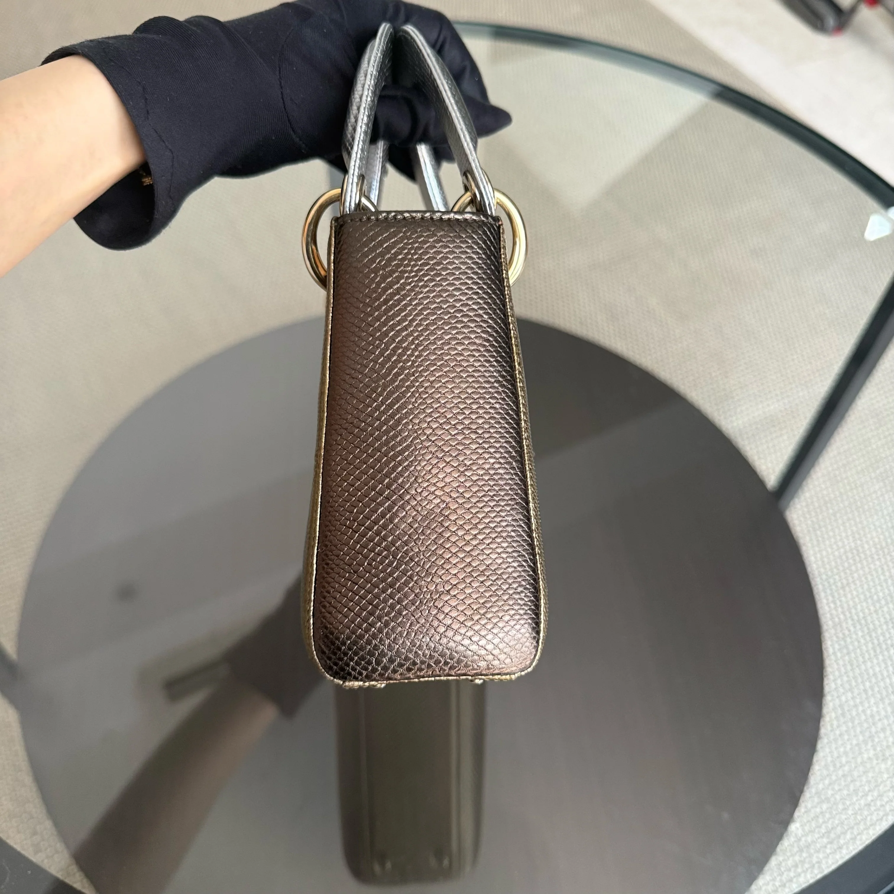 Dior Lady Mini - Exotic Lizard Two Tone Gold Hardware