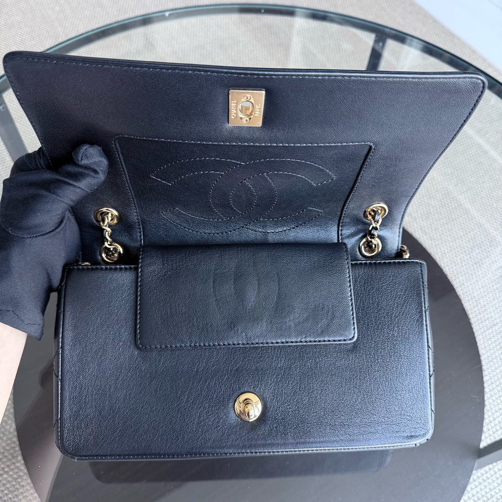 Chanel Seasonal Flap Mademoiselle  - Quilted Calfskin Black Gold Hardware