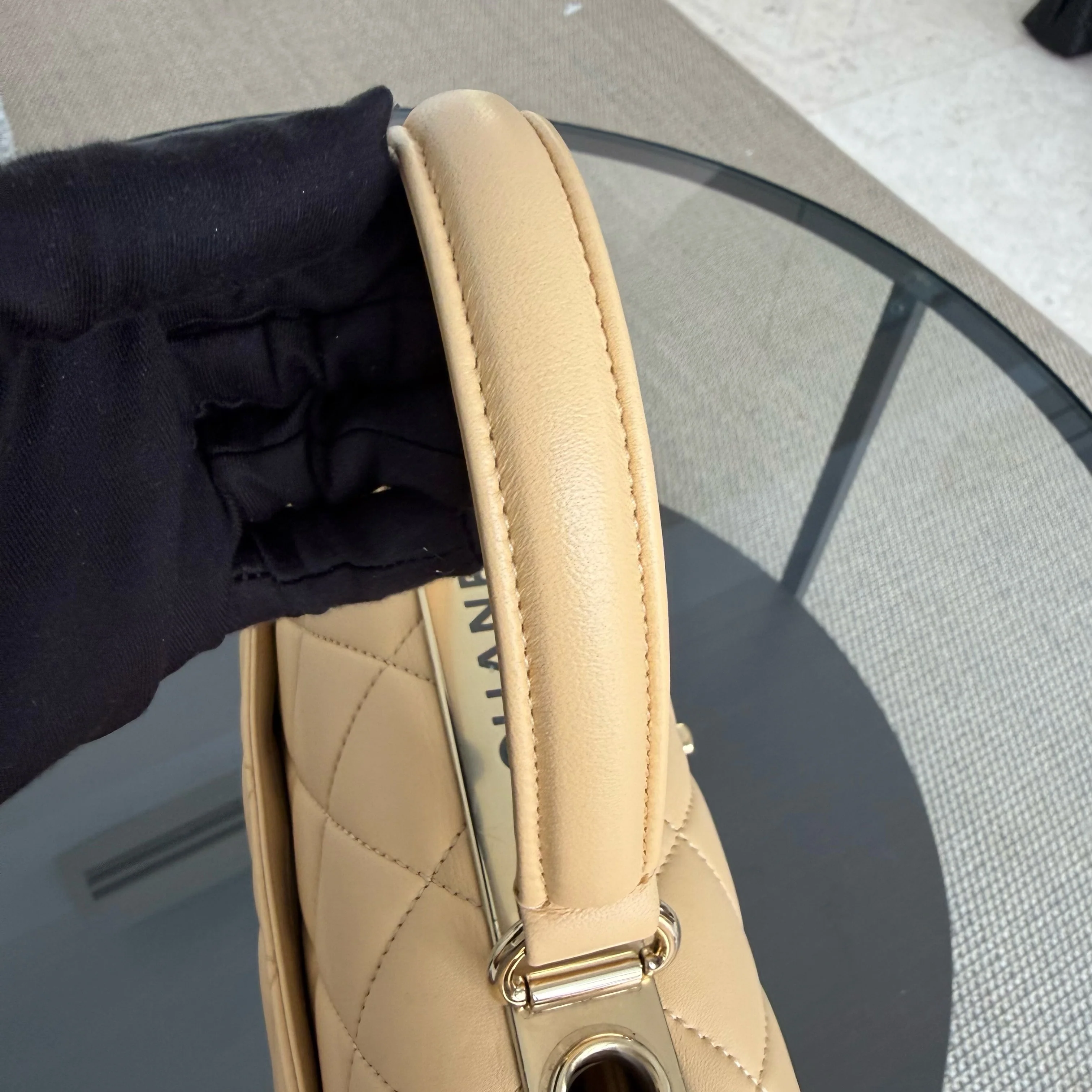 Chanel Trendy CC 30CM - Quilted Lambskin Beige Gold Hardware Series 26