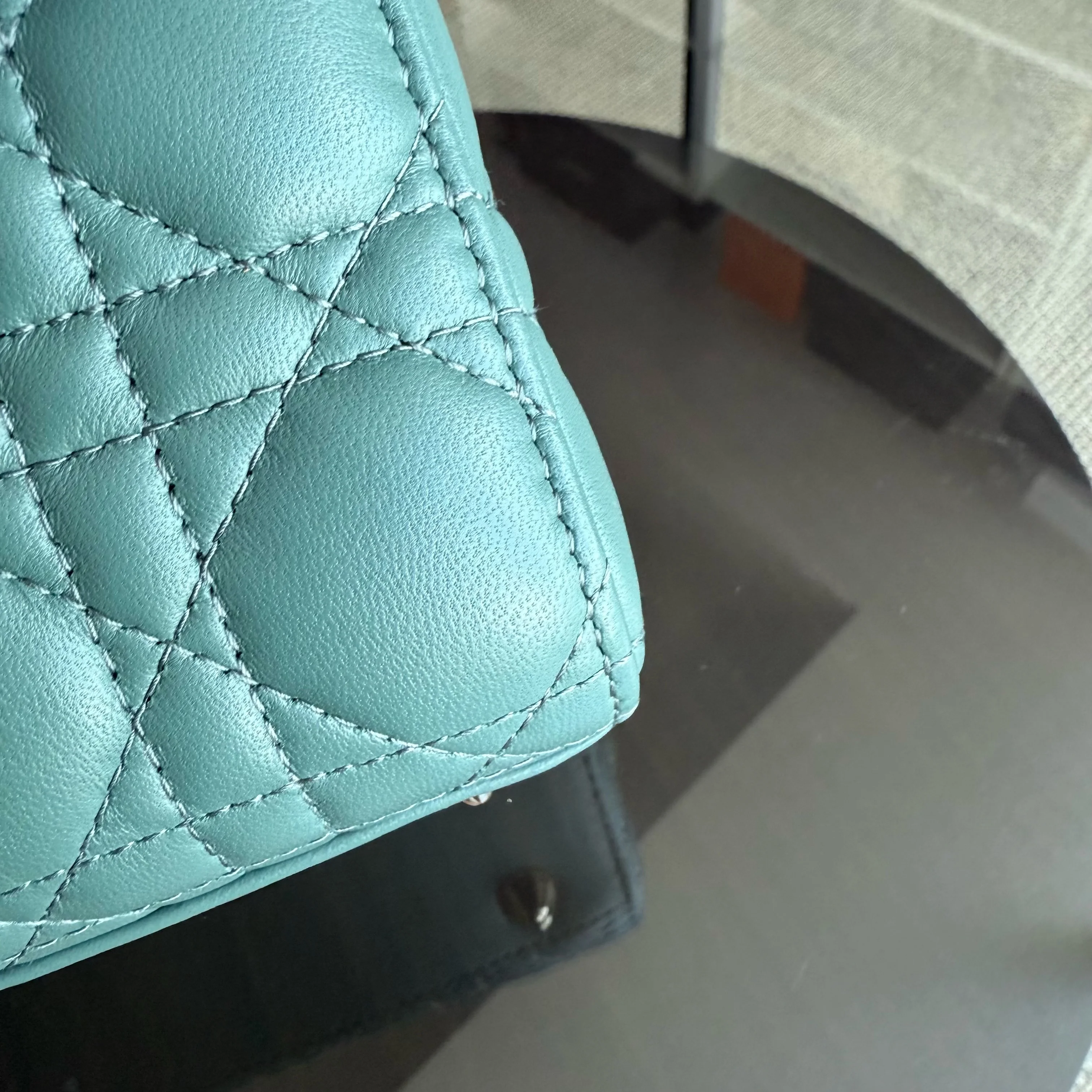 Dior Lady Small Flap - Cannage Lambskin Green Gold Hardware with Charms