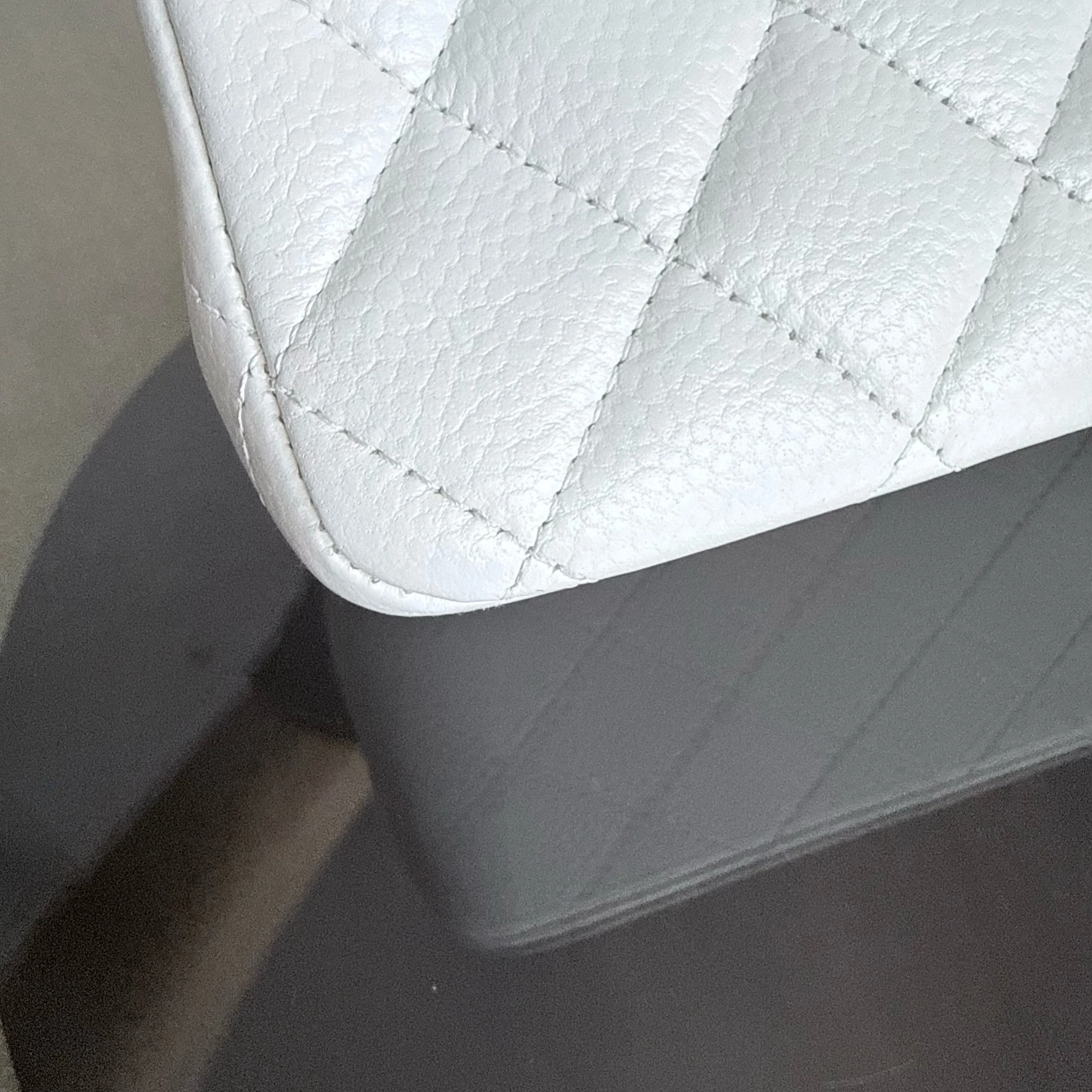 Chanel Classic Flap Medium - Caviar Quilted White Silver Hardware Series 18