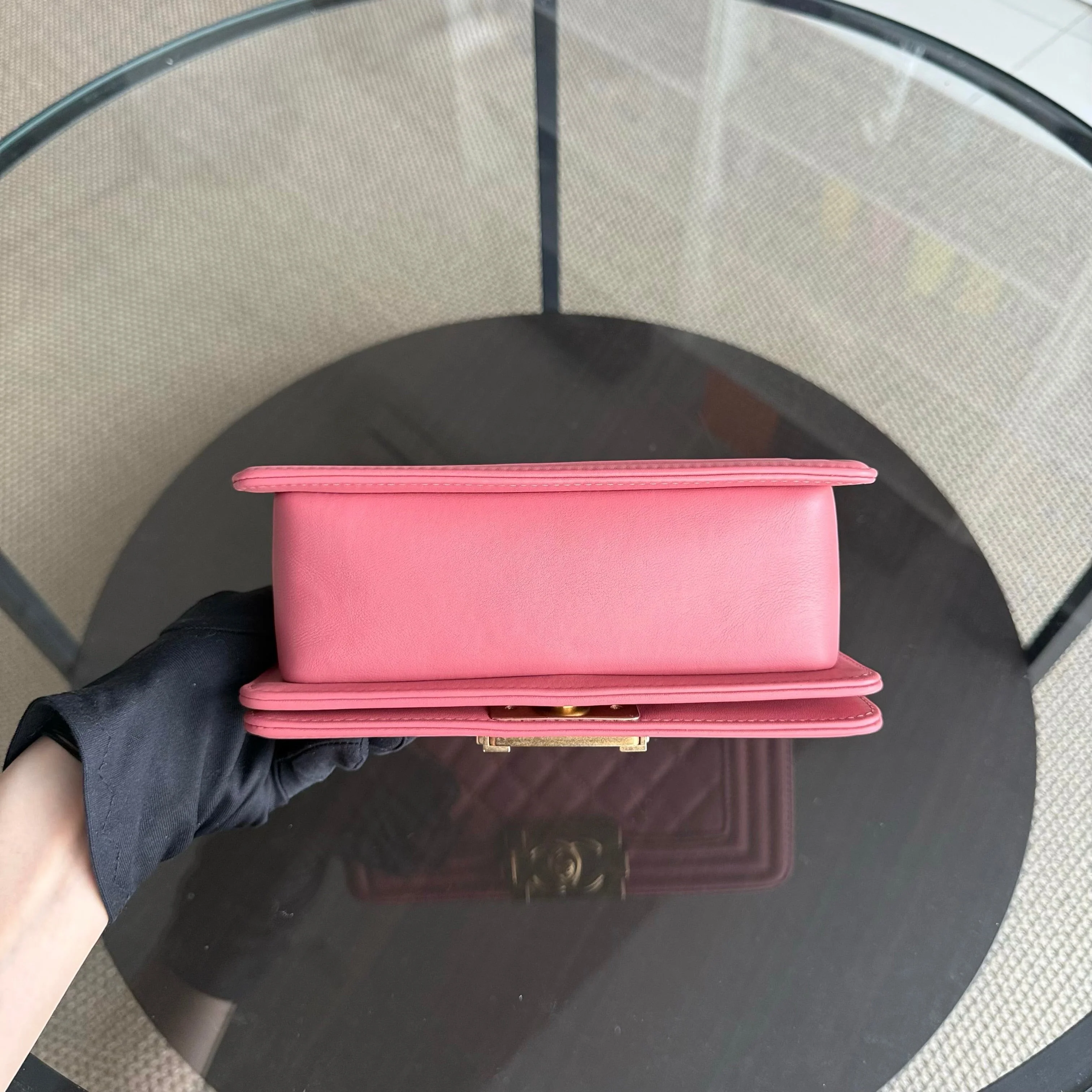 Chanel Boy Small - 20CM Quilted Calfskin Pink Gold Hardware Series 28