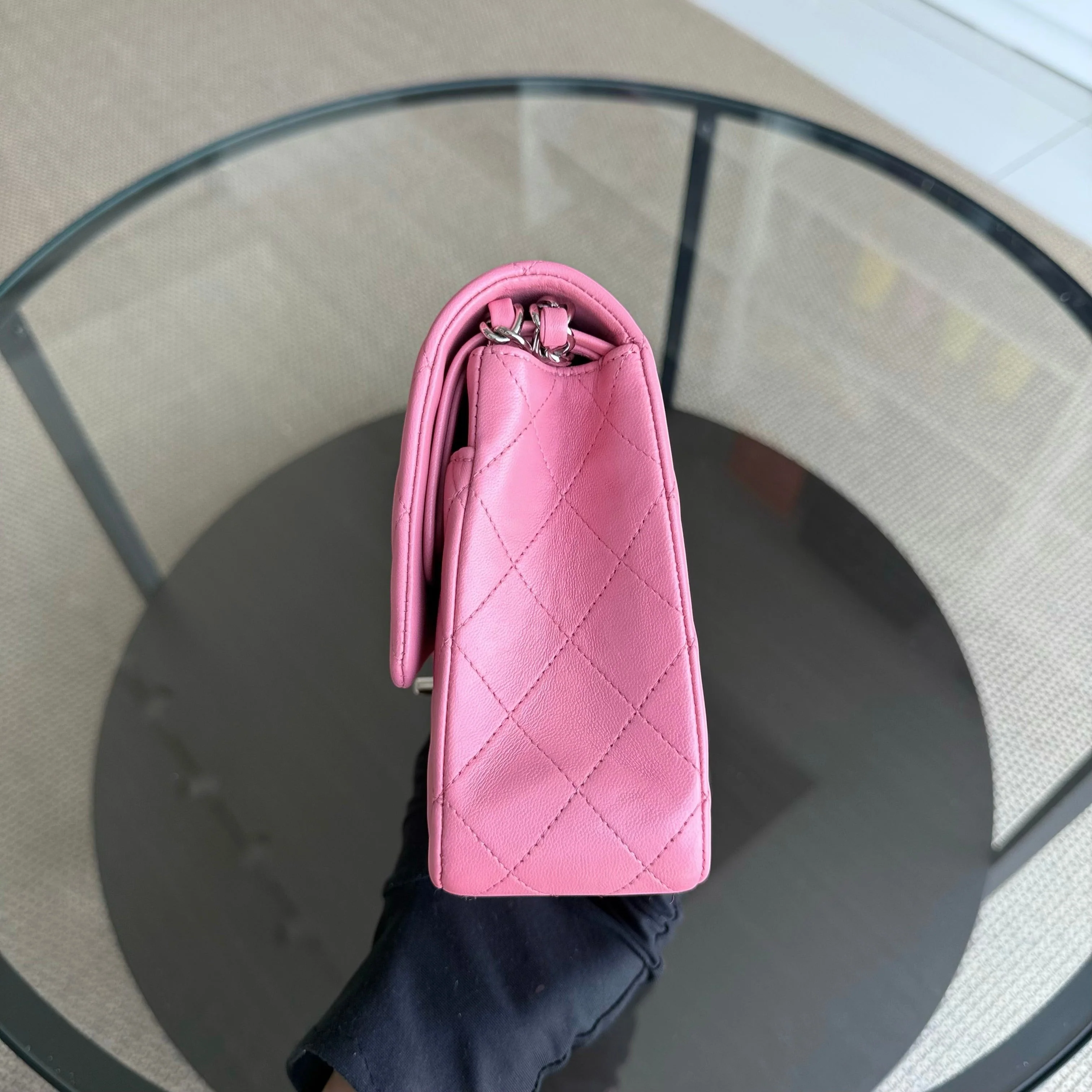 Chanel Classic Flap Medium - 25CM Quilted Lambskin Light Pink Silver Hardware Series 18