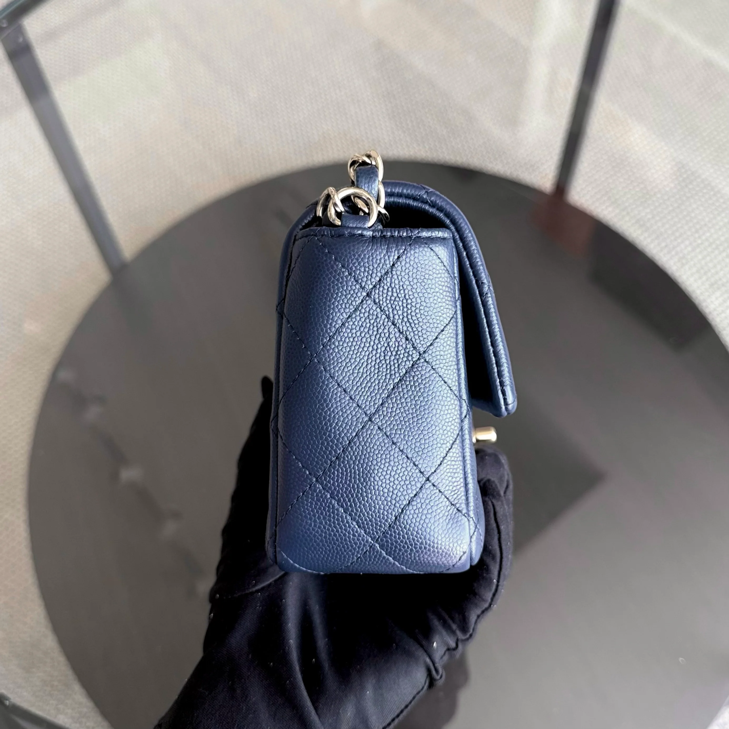 Chanel Classic Flap Mini - Caviar 20CM Quilted Dark Blue Gold Hardware Series 24