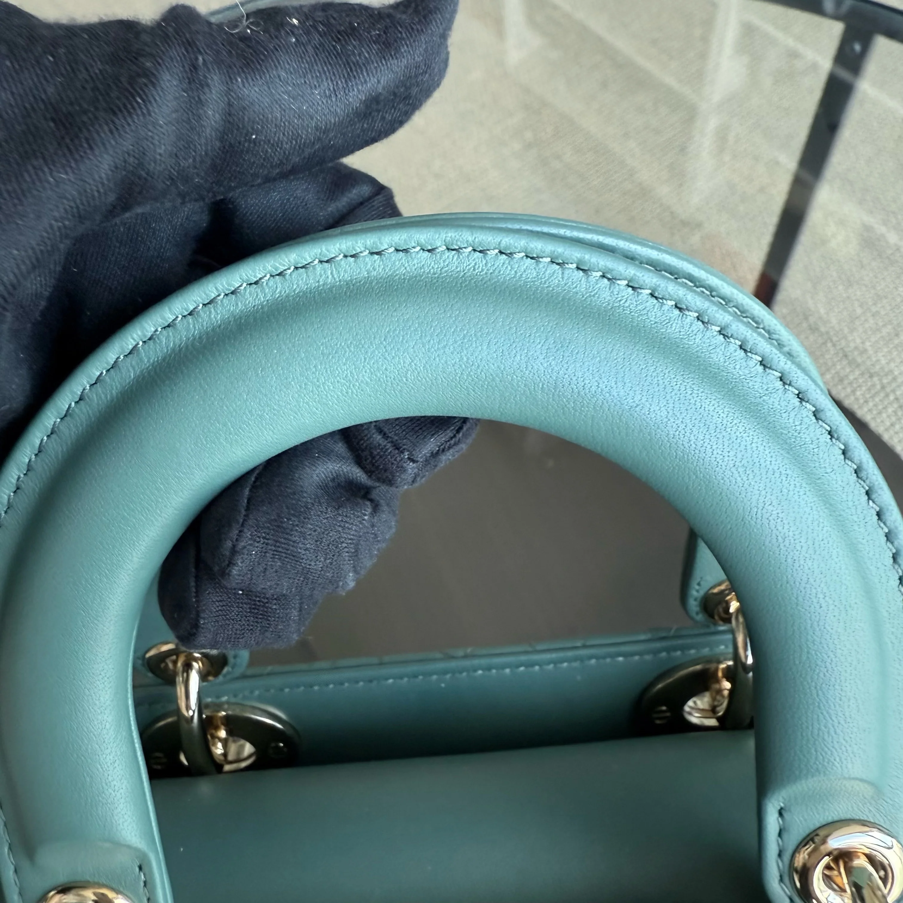 Dior Lady Small Flap - Cannage Lambskin Green Gold Hardware with Charms