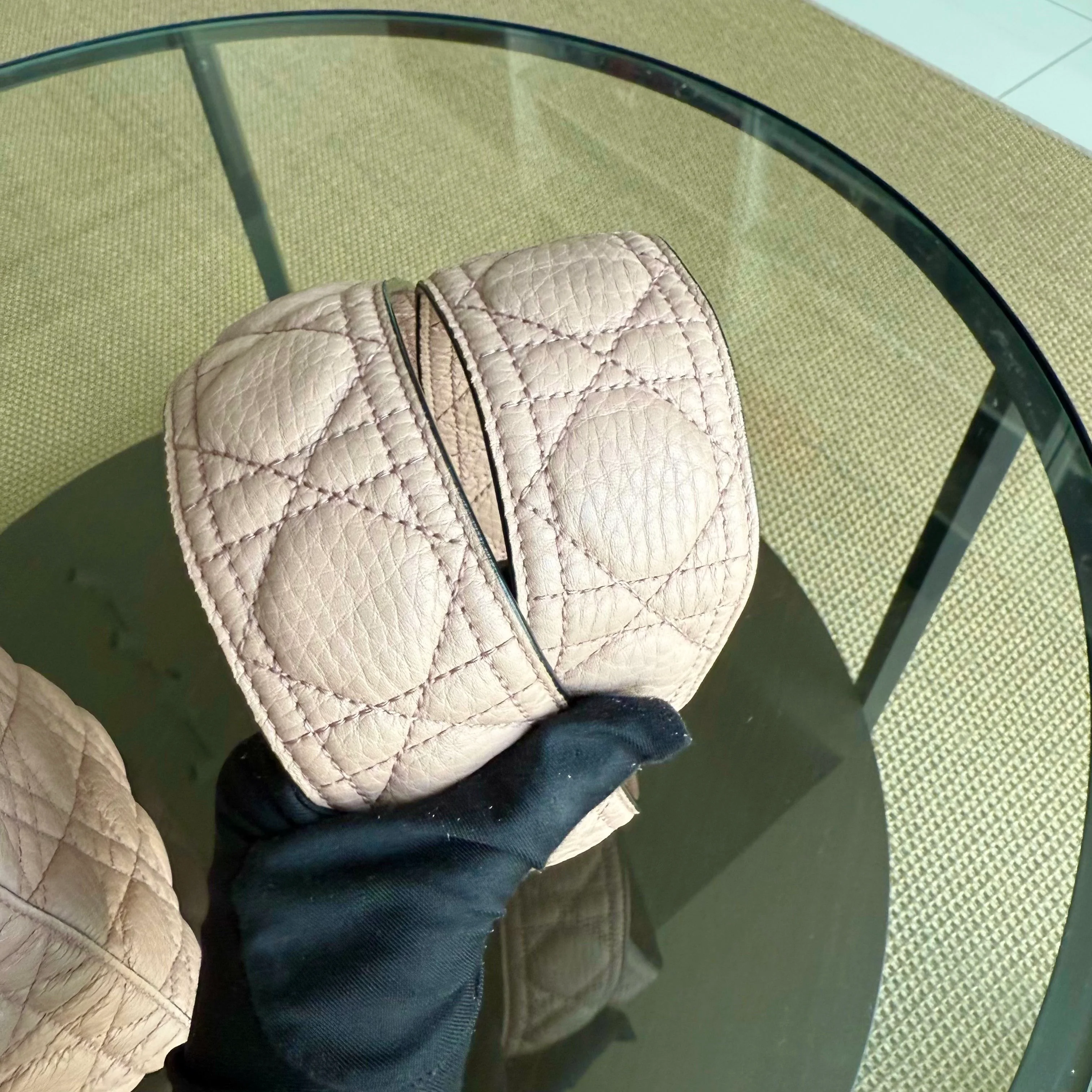 Dior Lady Medium Flap - Cannage Grained Calfskin Blush Nude Pink Gold Hardware