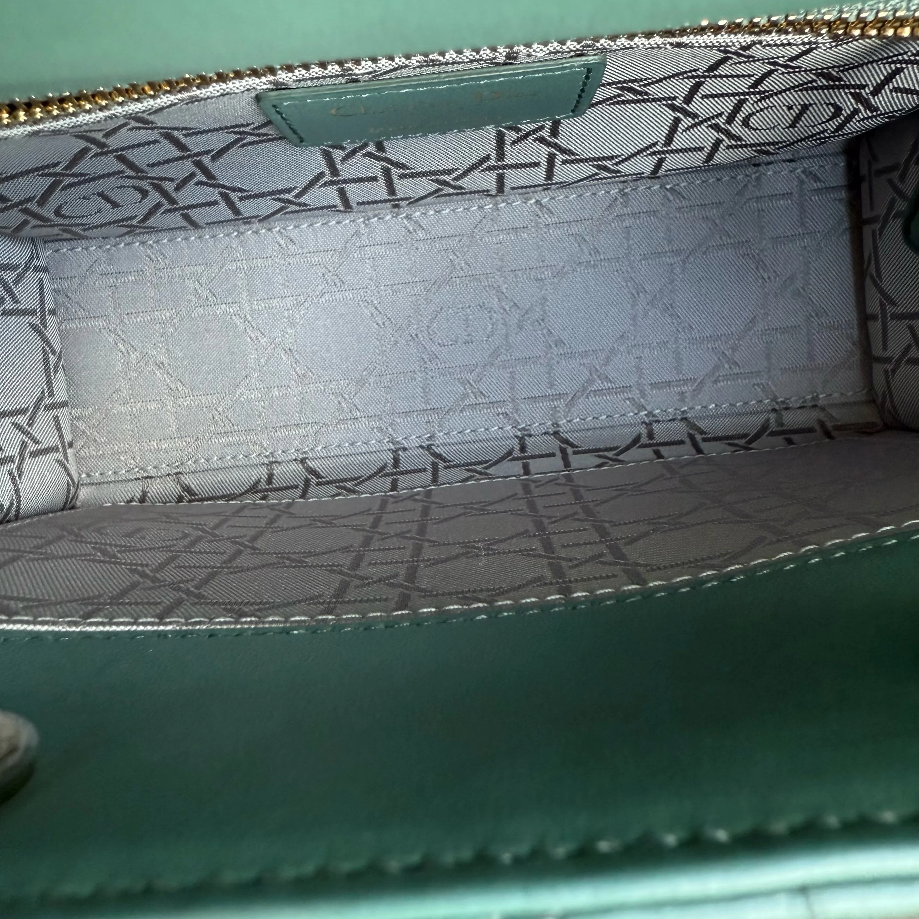 Dior Lady Small Flap - Cannage Lambskin Green Gold Hardware with Charms