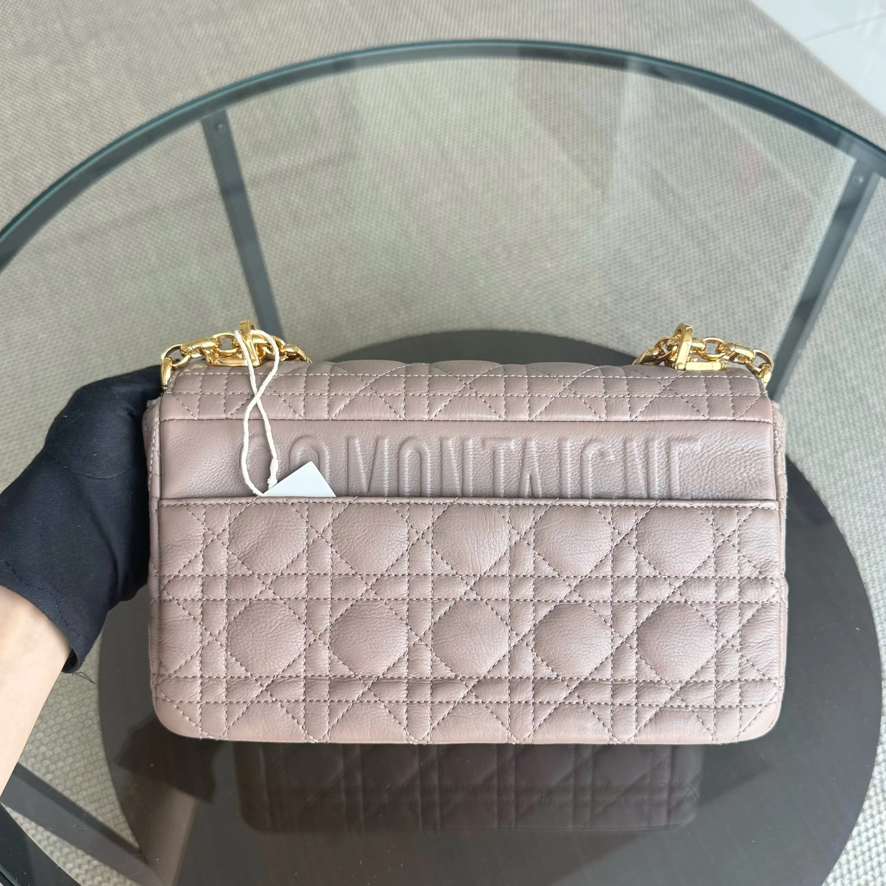 Dior Caro Medium - 25CM Cannage Calfskin Milktea Blush Gold Hardware