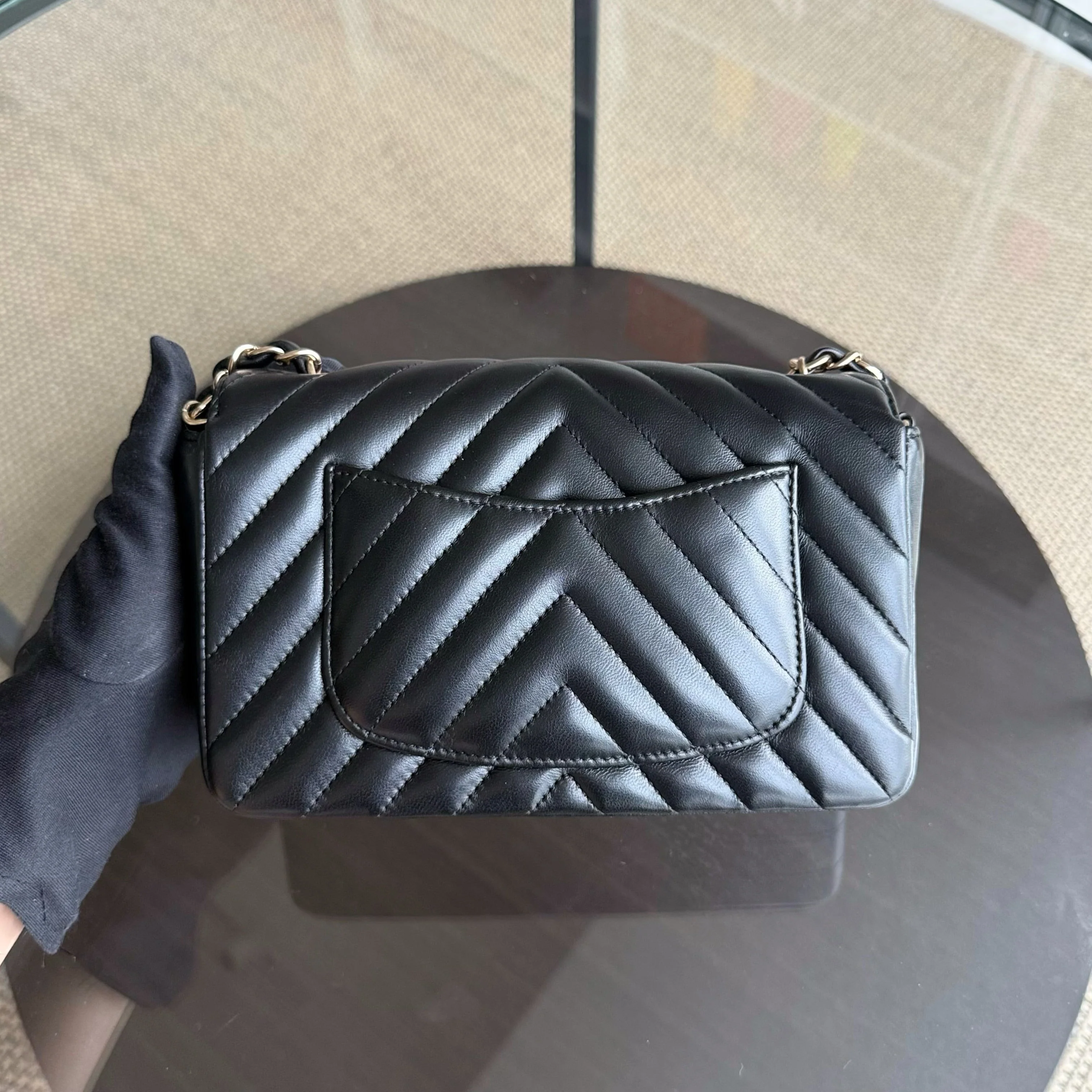 Chanel Classic Flap Mini - Chevron Lambskin Black Gold Hardware Series 26