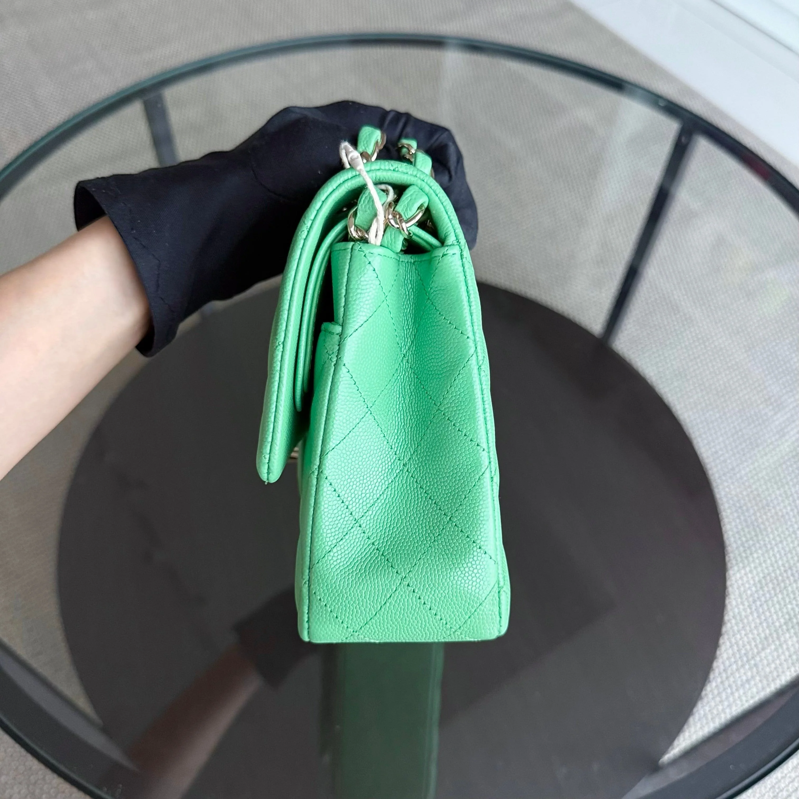 Chanel Classic Flap Medium - Caviar 25CM Quilted Green Gold Hardware Series 27