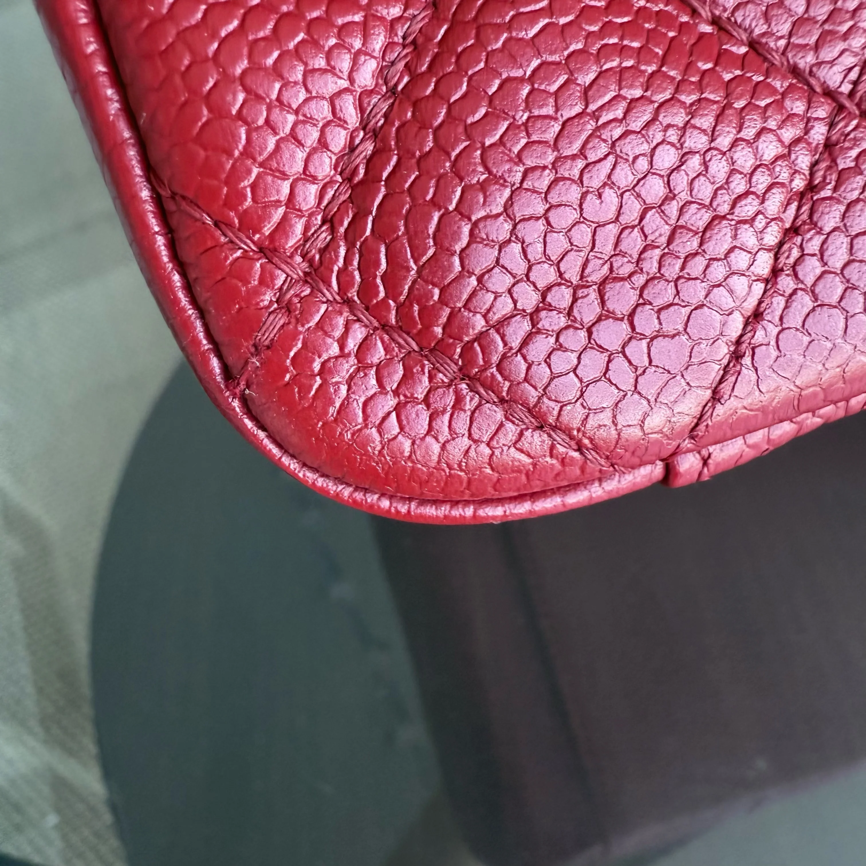 Chanel GST Grand Shopping Tote - Caviar Quilted Grained Calfskin Red Silver Hardware Series 17