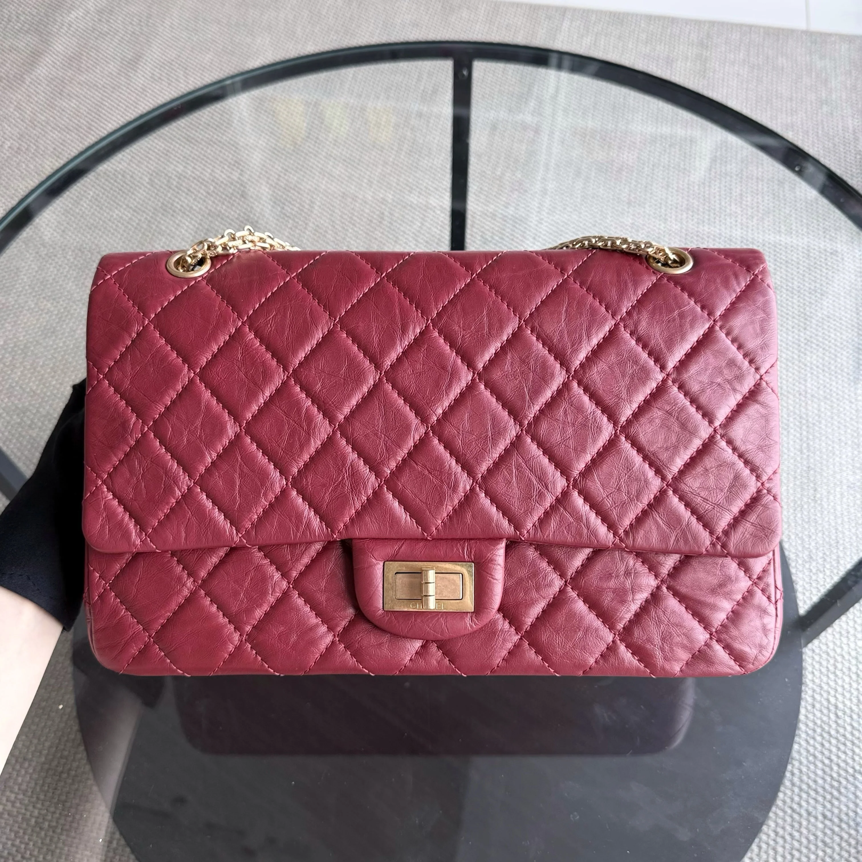 Chanel 2.55 Reissue 227 - Quilted Aged Calfskin Dark Red Gold Hardware Series 21