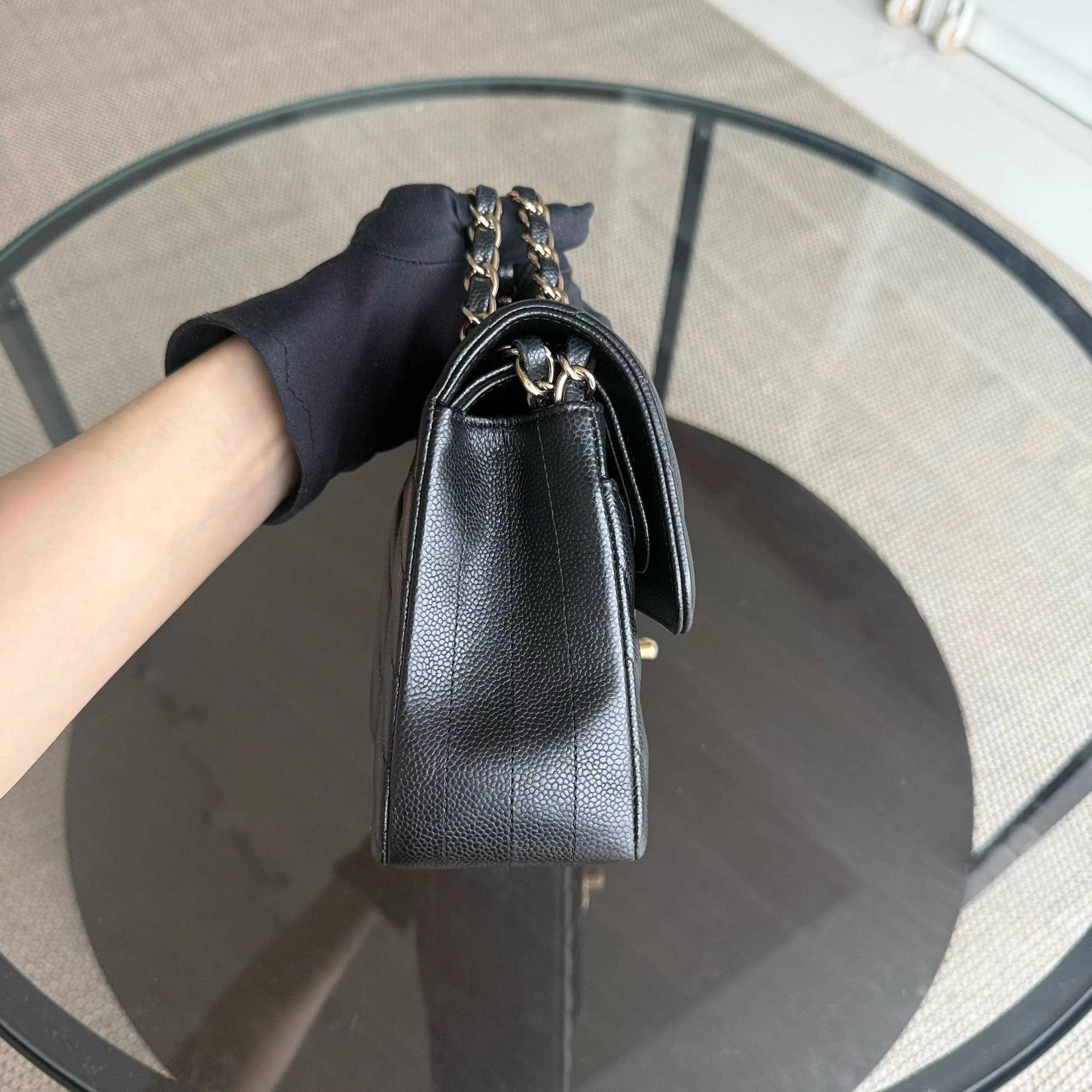 Chanel Classic Flap Small - Caviar 23CM Chevron Black Gold Hardware Series 30